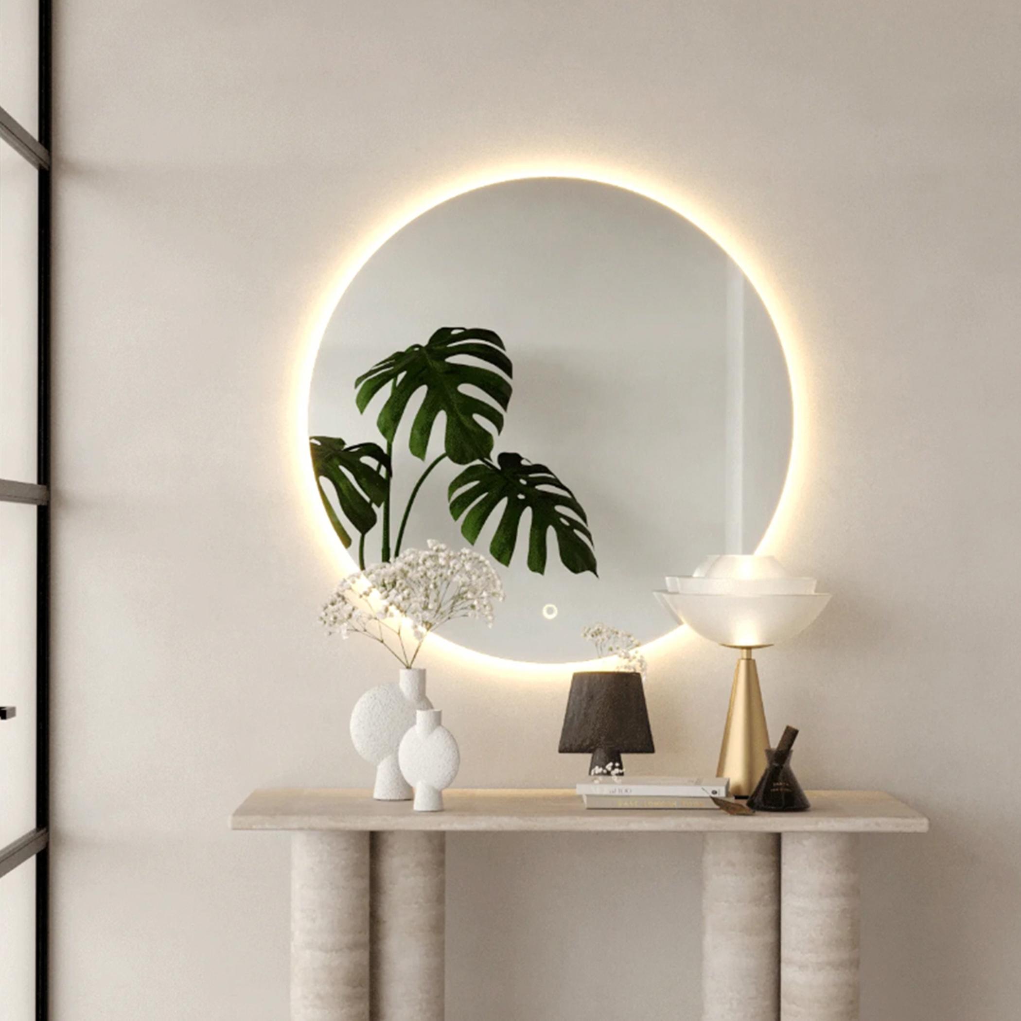 HomeKode Round Frameless LED Mirror - 100x100 cm
