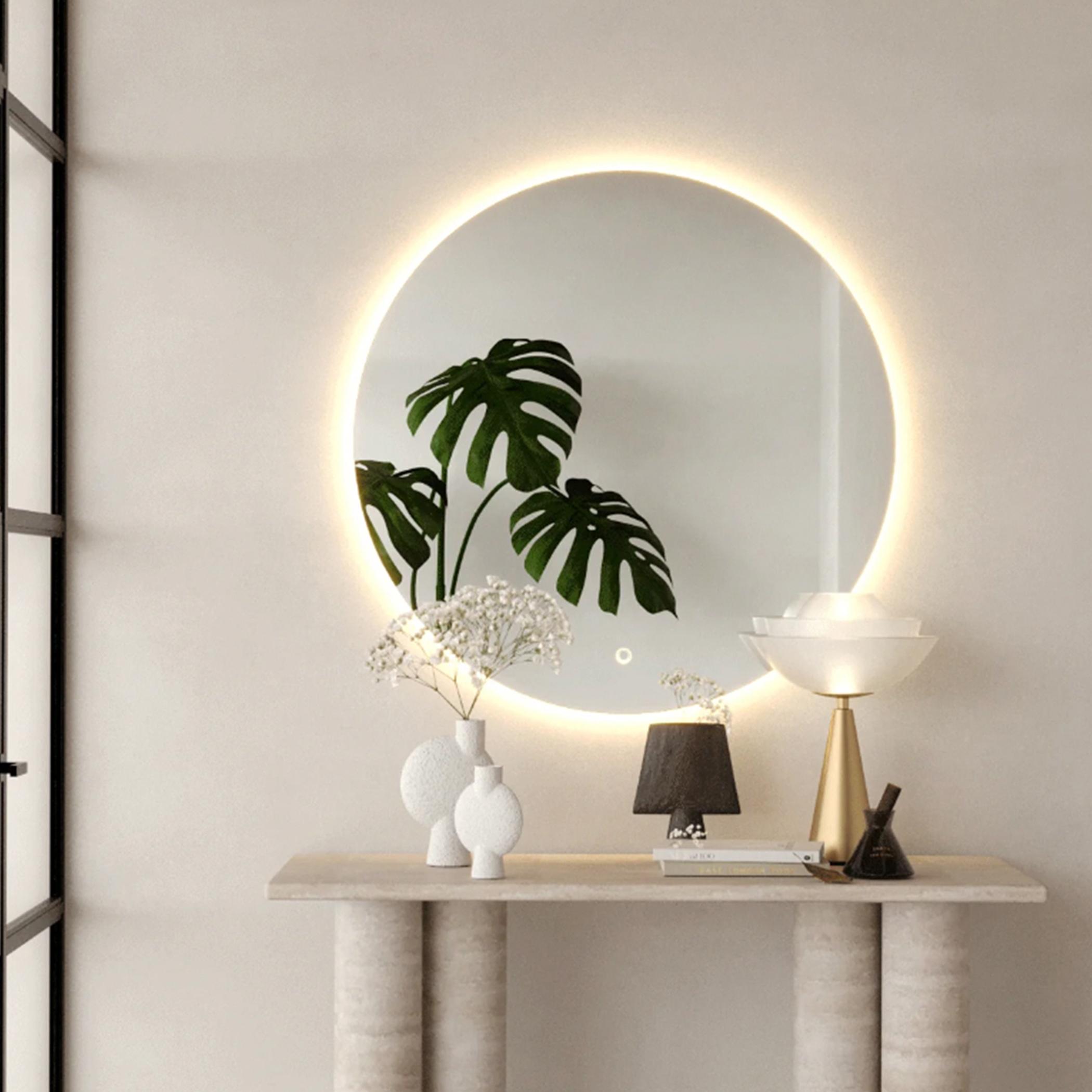 HomeKode Round Frameless LED Wall Mirror - 120x120 cm