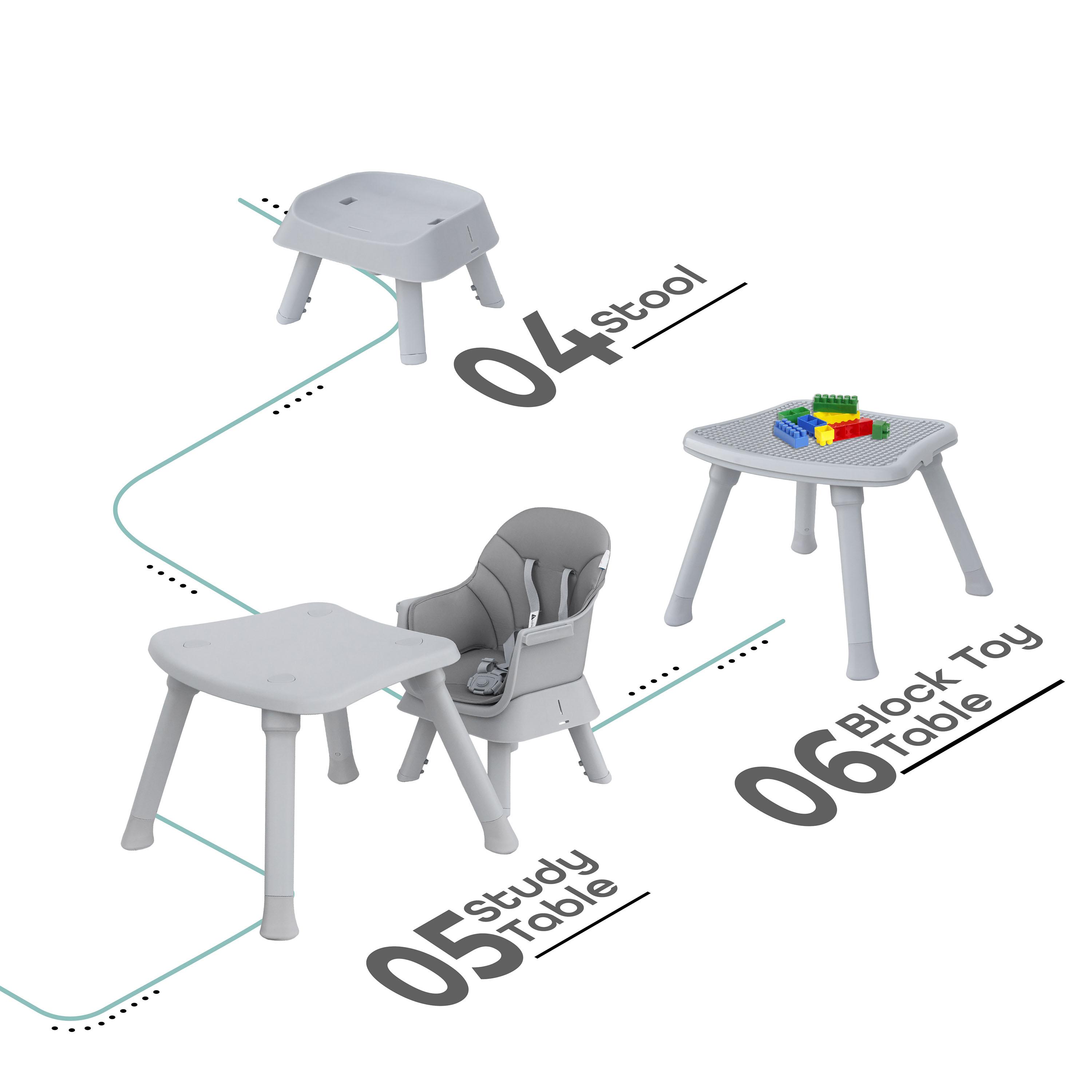 Moon  6-In-1 Convertible High Chair, Grey-baby-feeding-highchairsandboosters-image-3