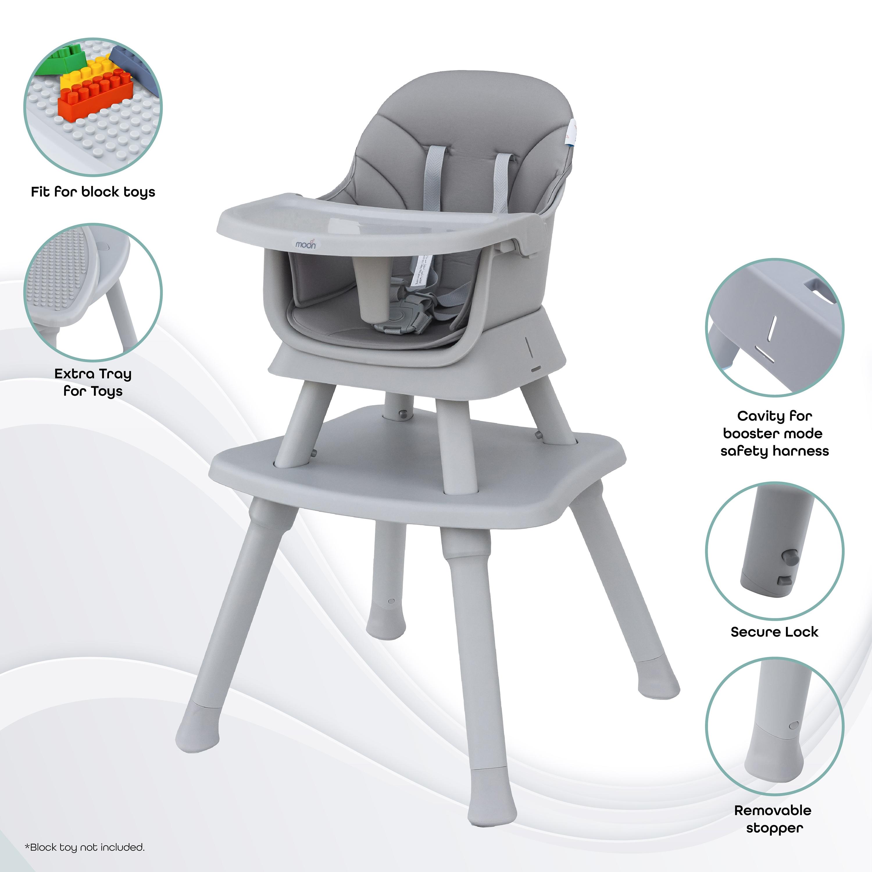 Moon  6-In-1 Convertible High Chair, Grey-baby-feeding-highchairsandboosters-image-4