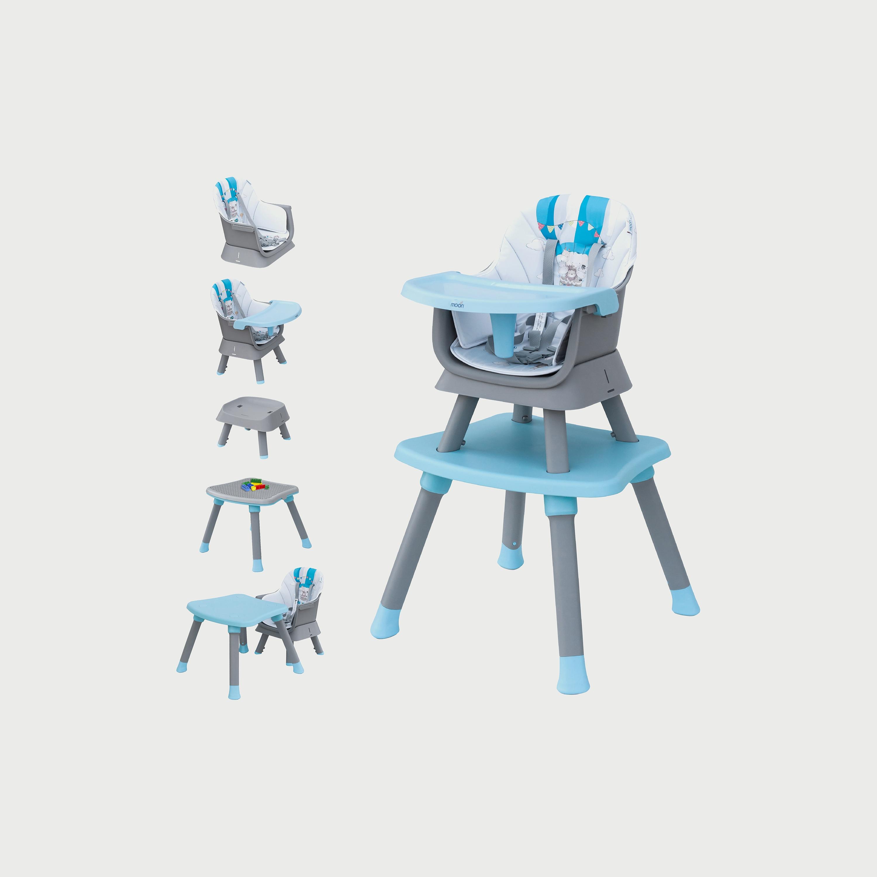 Moon  6-In-1 Convertible High Chair, Blue -baby-feeding-highchairsandboosters-image-1