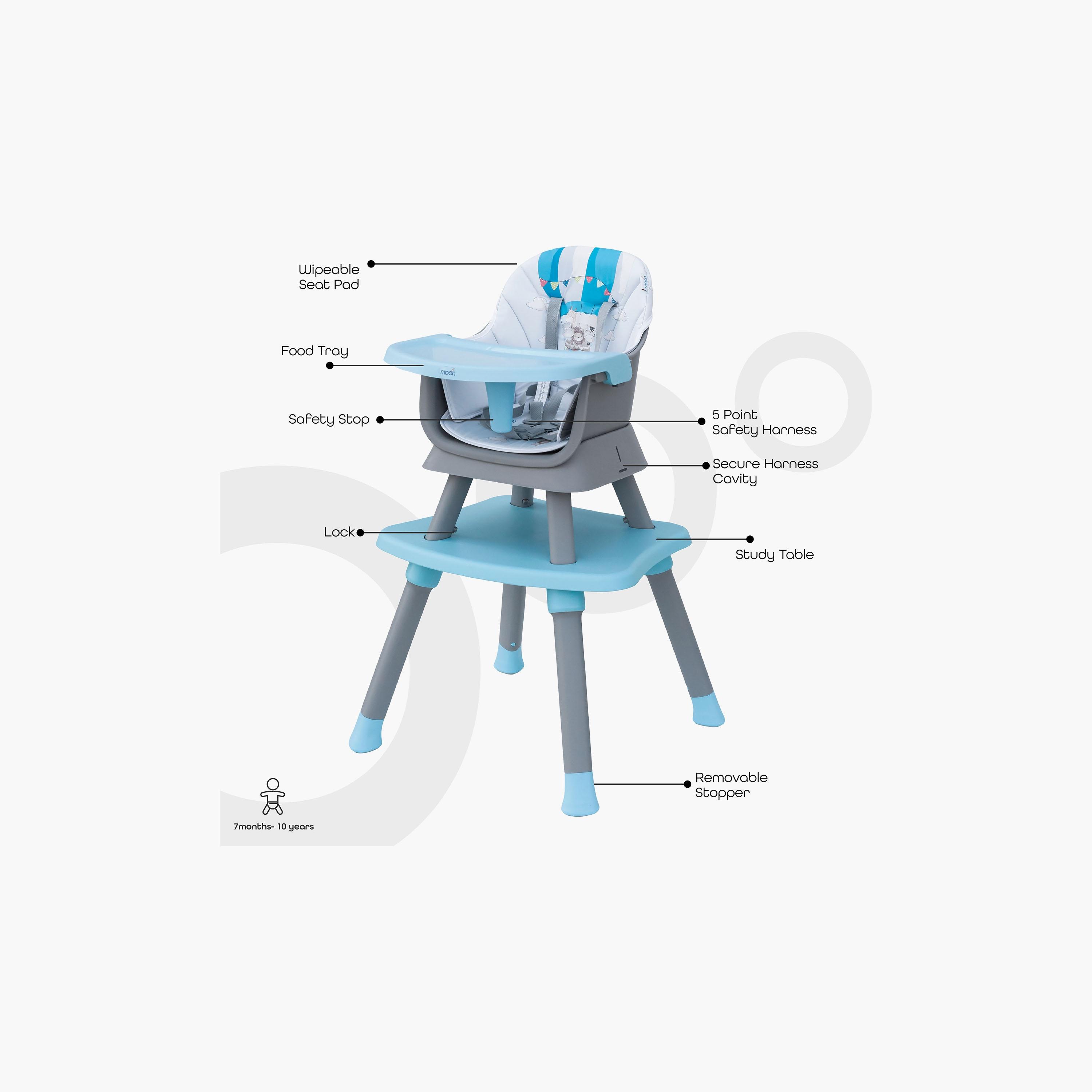 Moon  6-In-1 Convertible High Chair, Blue -baby-feeding-highchairsandboosters-image-5