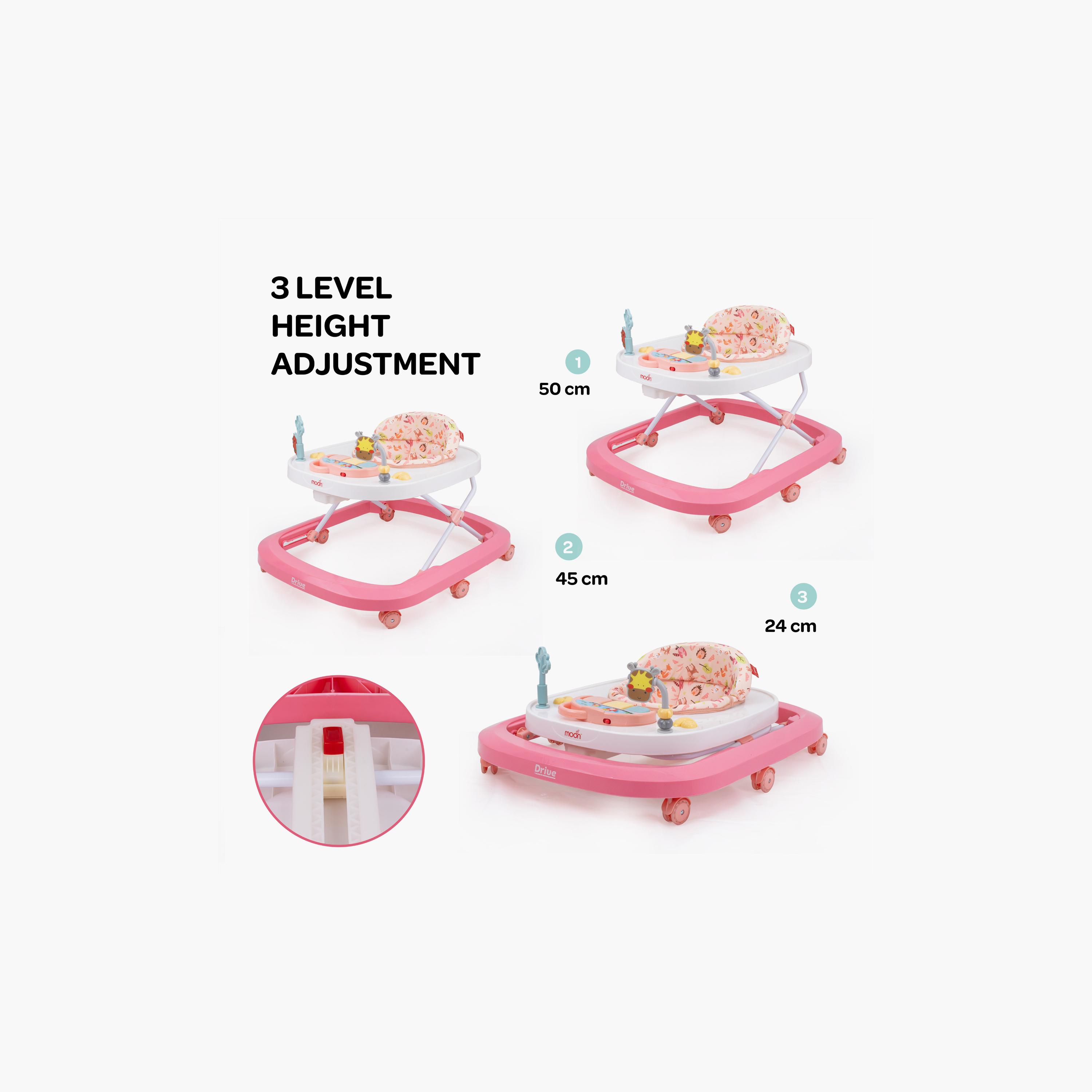 مشاية أطفال درايف مع صينية موسيقية قابلة للإزالة من مون - 6-18 شهرًا - غابة وردية-baby-infantactivity-walkers-image-4
