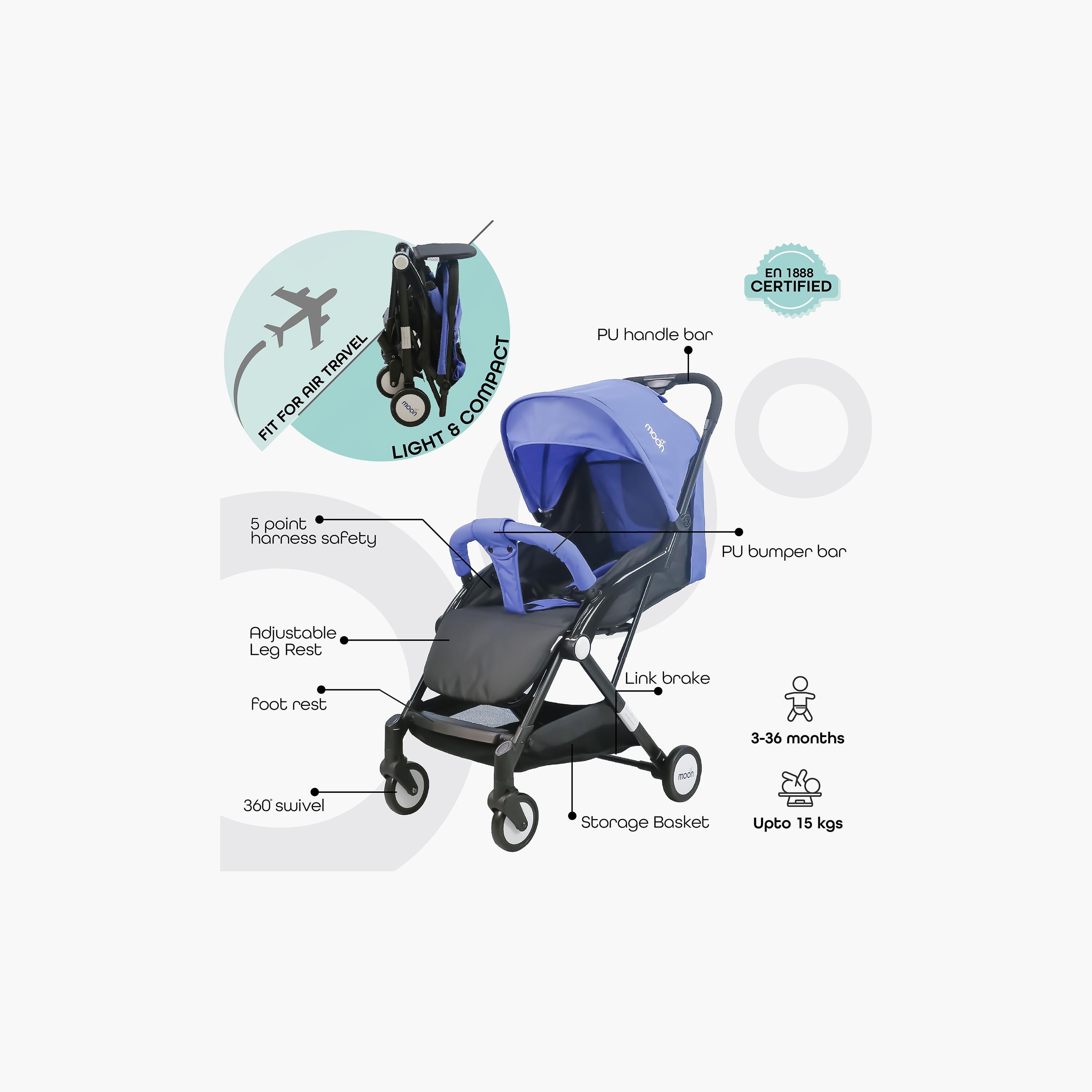 عربة أطفال كابينة ترافيل- لايت من مون - أزرق كيان-baby-gear-strollersandprams-strollers-image-2