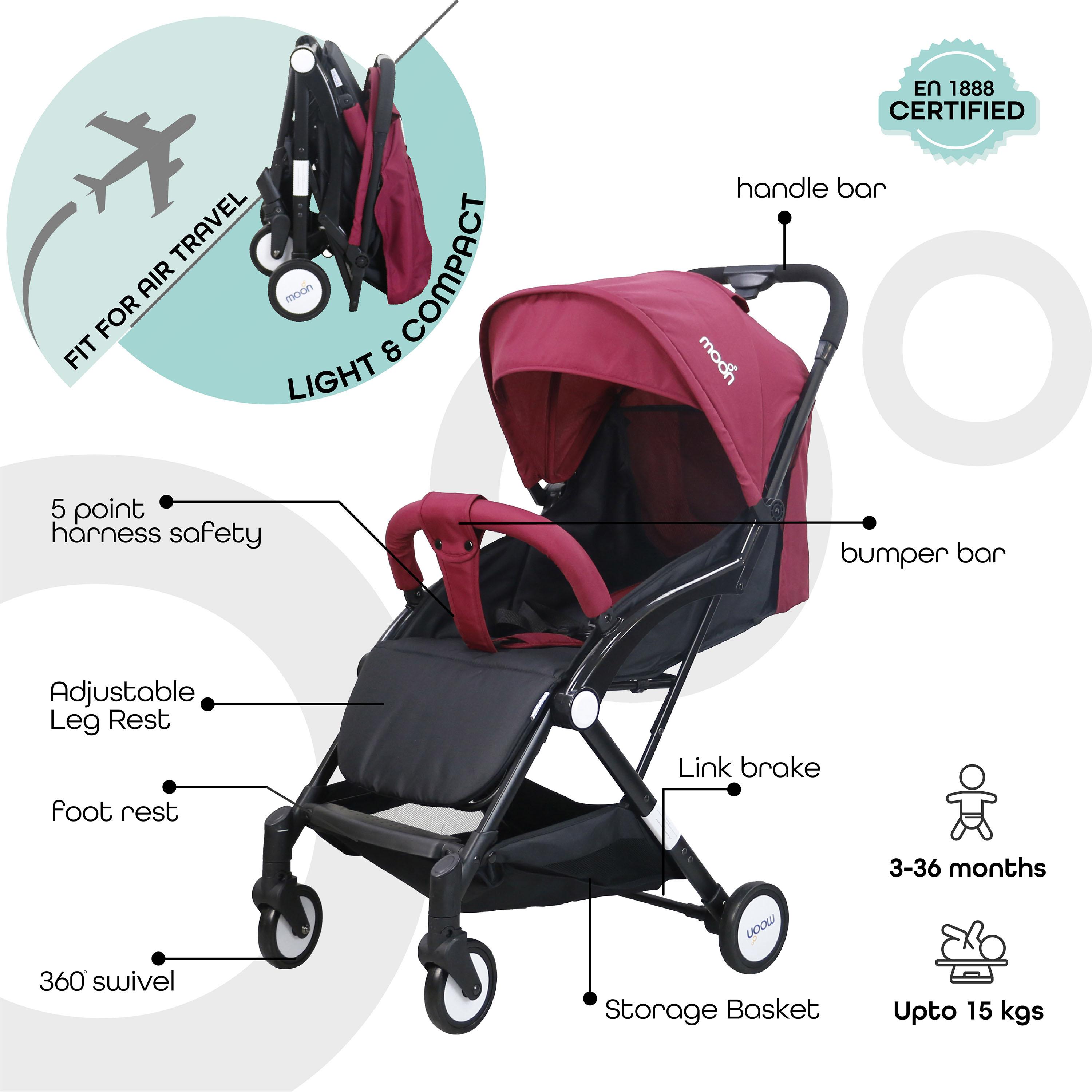 Moon Travel-Lite Stroller, Dark Red-baby-gear-strollersandprams-strollers-image-2