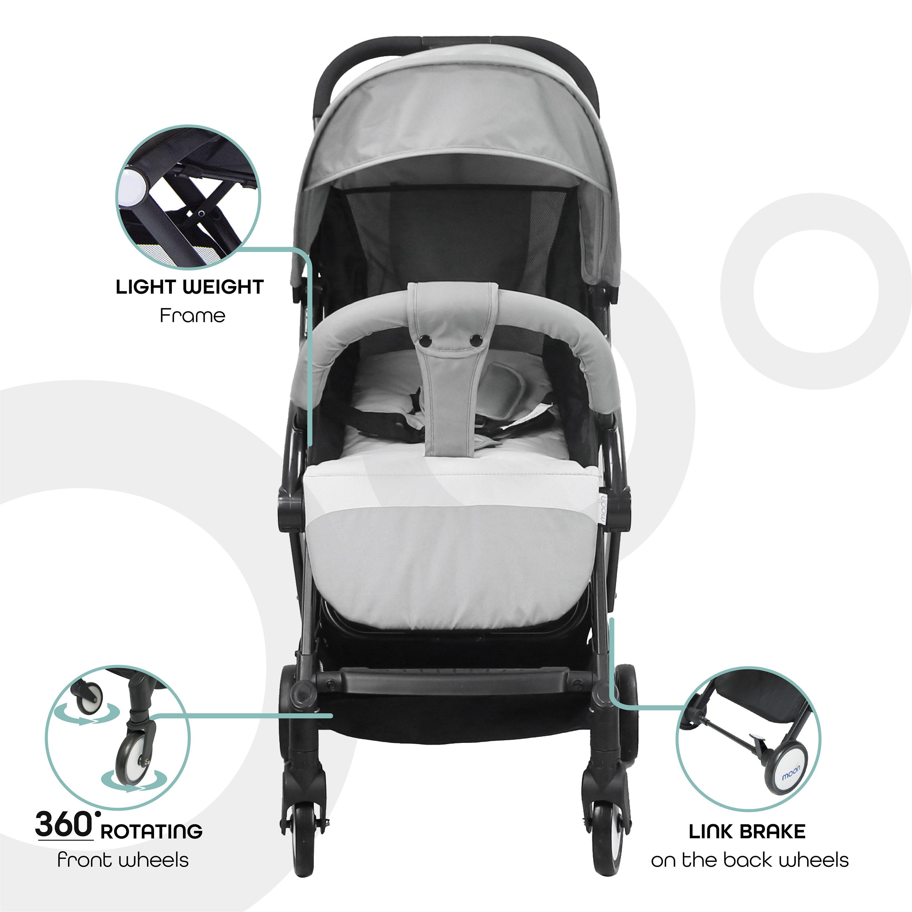 عربة أطفال ترافيل لايت من موون، رمادي فاتح-baby-gear-strollersandprams-strollers-image-3