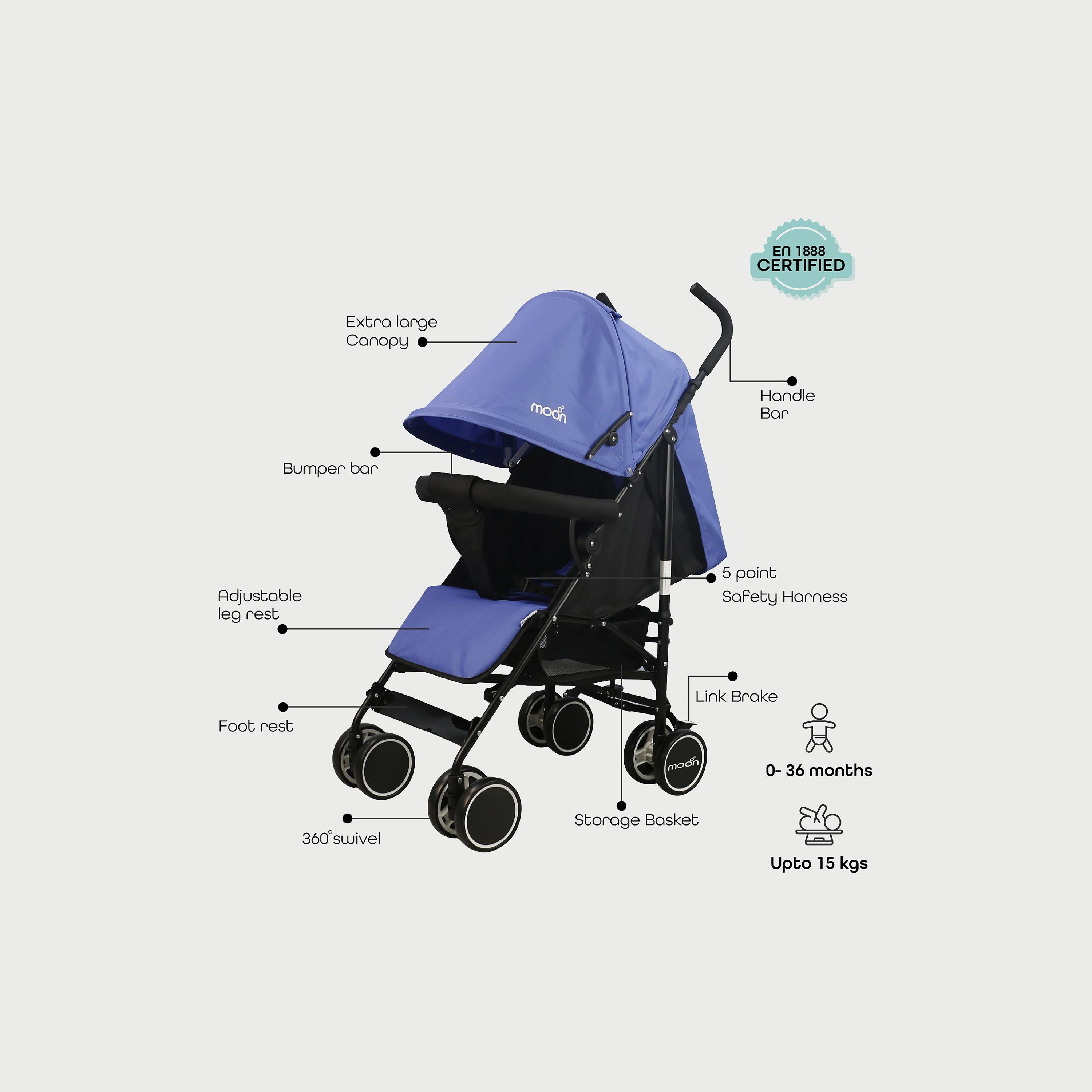 عربة أطفال خفيفة الوزن للتنقل نيو بلس من موون، أزرق سماوي-baby-gear-strollersandprams-strollers-image-4