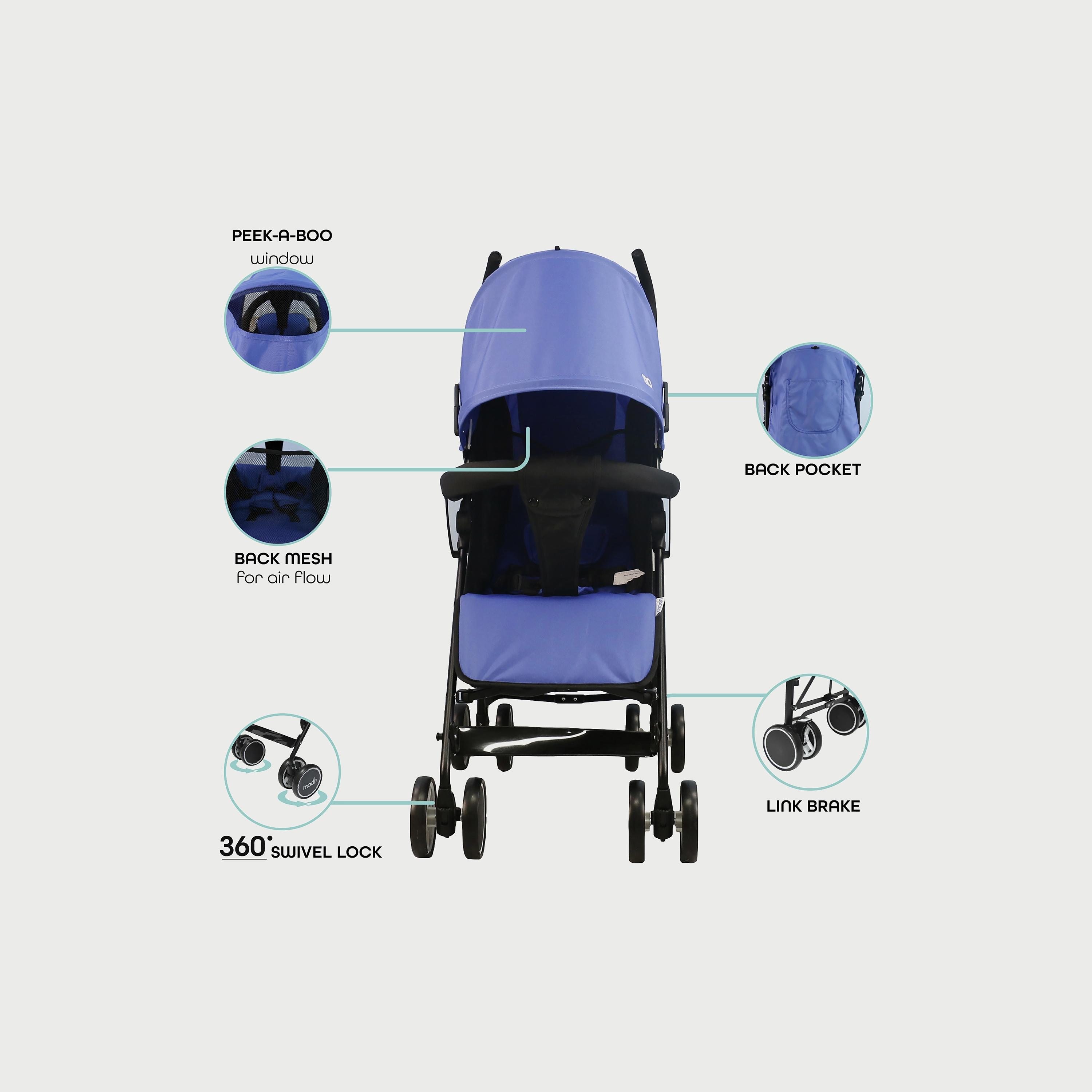 عربة أطفال خفيفة الوزن للتنقل نيو بلس من موون، أزرق سماوي-baby-gear-strollersandprams-strollers-image-3