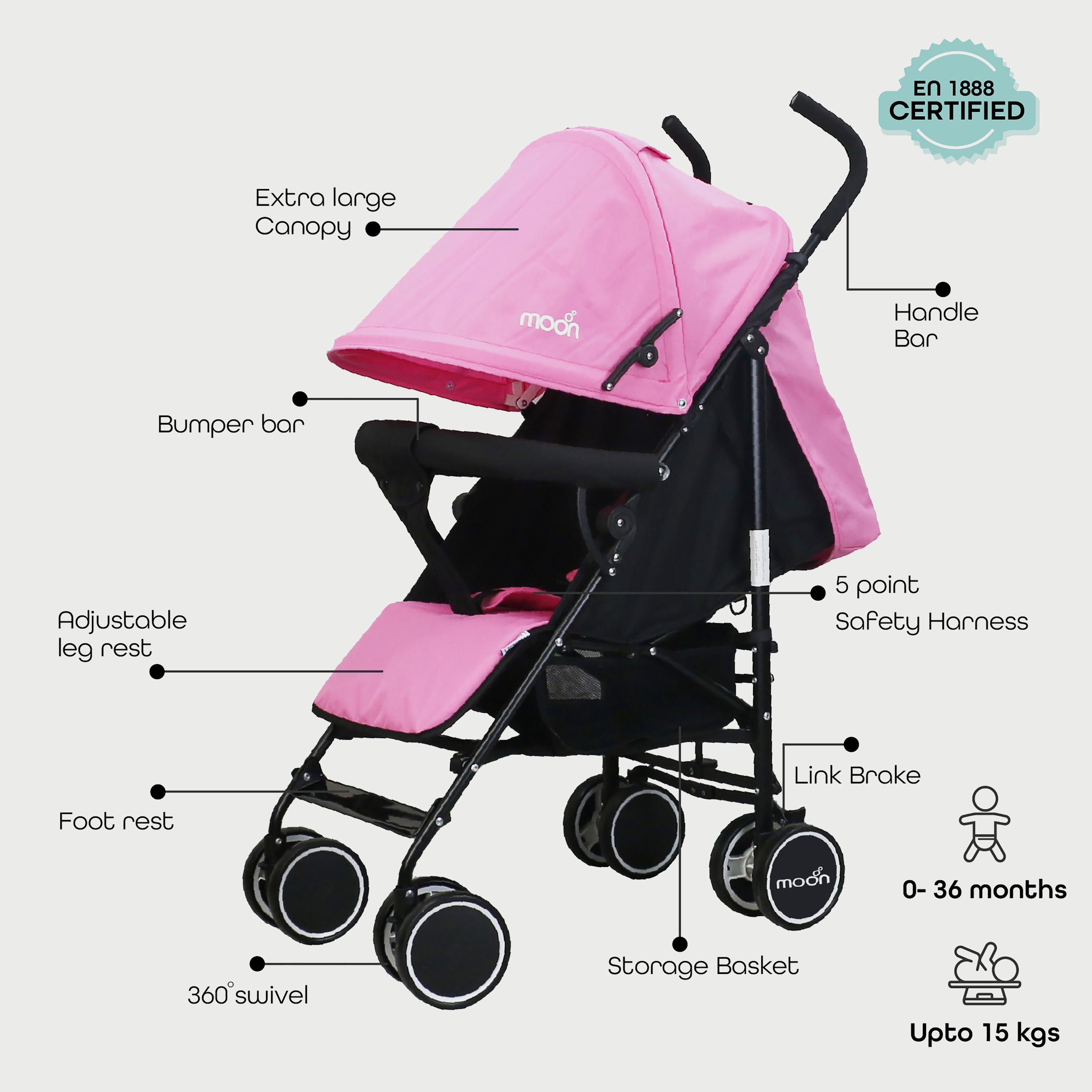 Moon Neo Plus Light Weight Travel Stroller, Pink-baby-gear-strollersandprams-strollers-image-2