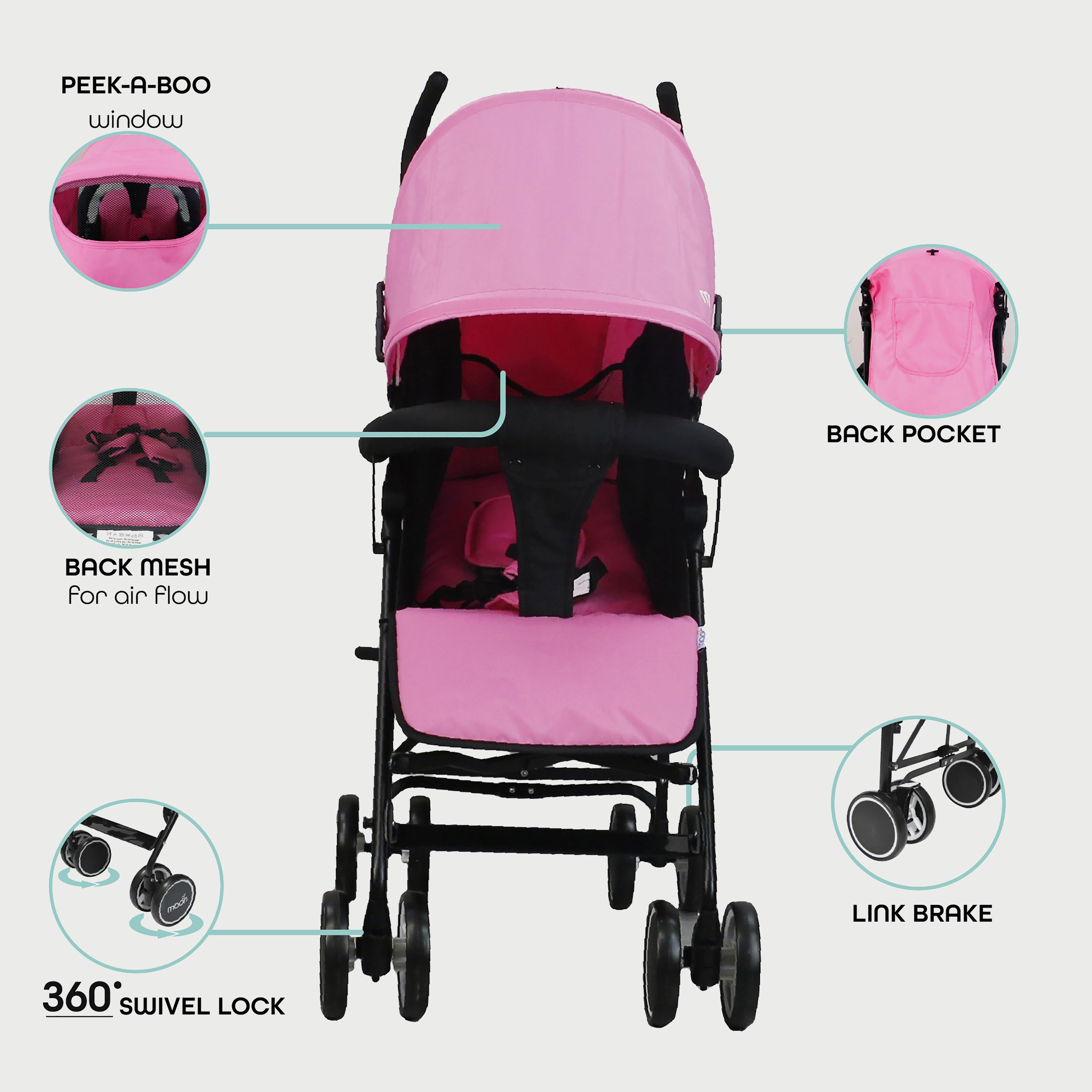 Moon Neo Plus Light Weight Travel Stroller, Pink-baby-gear-strollersandprams-strollers-image-3