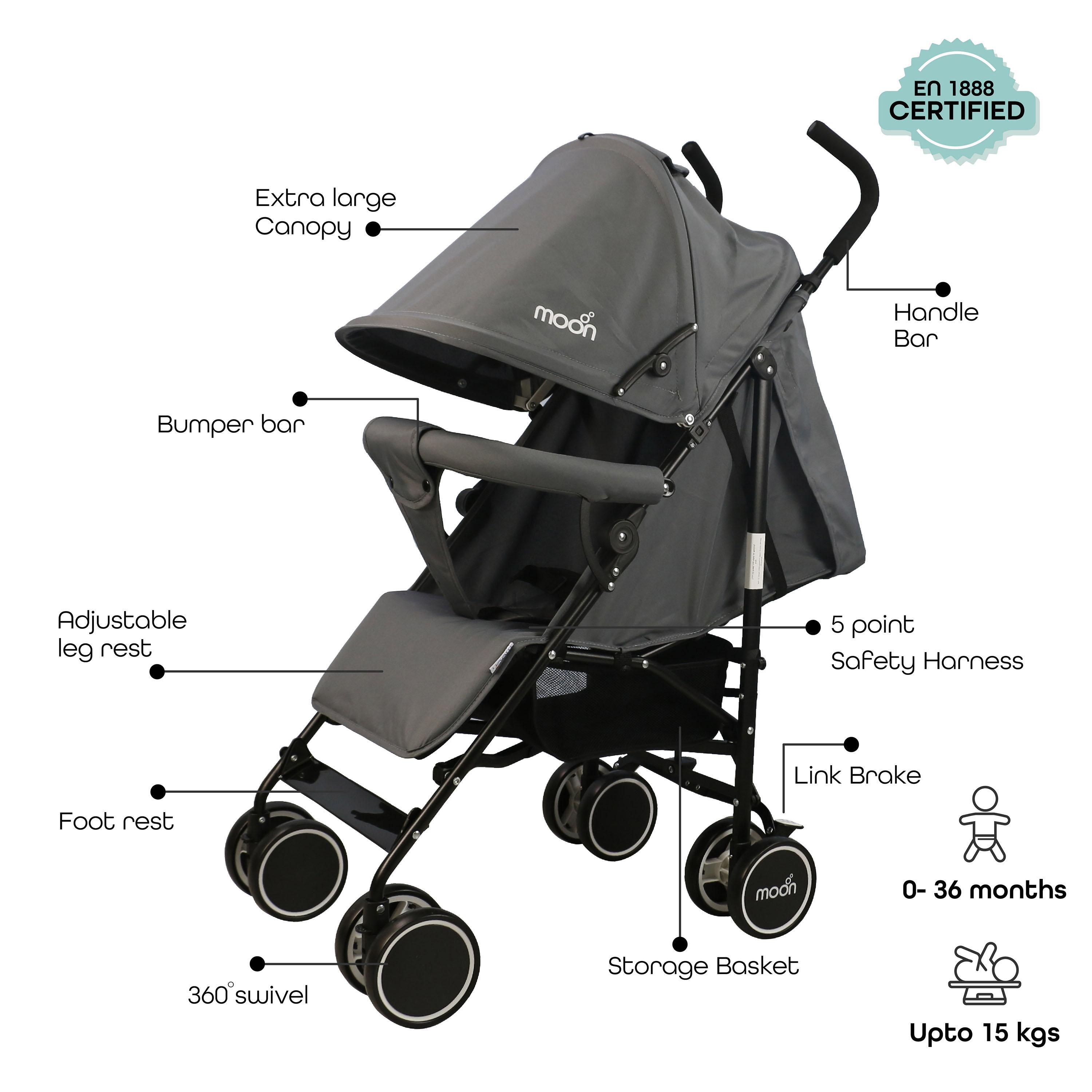Moon Neo Plus Light Weight Travel Stroller, Mid Grey-baby-gear-strollersandprams-strollers-image-2