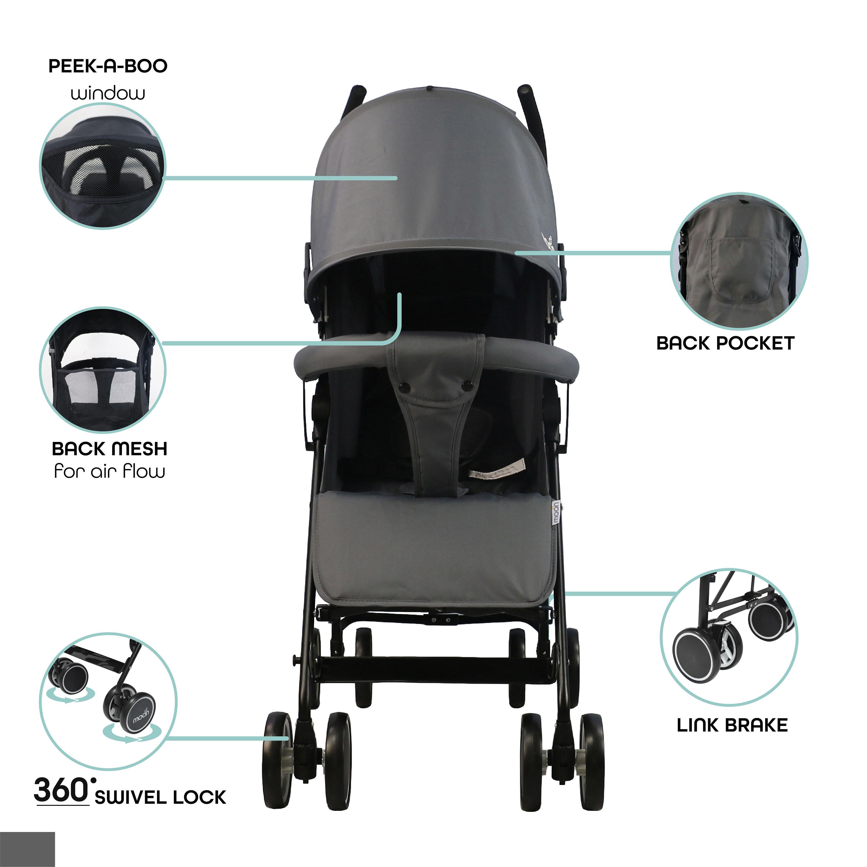 Moon Neo Plus Light Weight Travel Stroller, Mid Grey-baby-gear-strollersandprams-strollers-image-3
