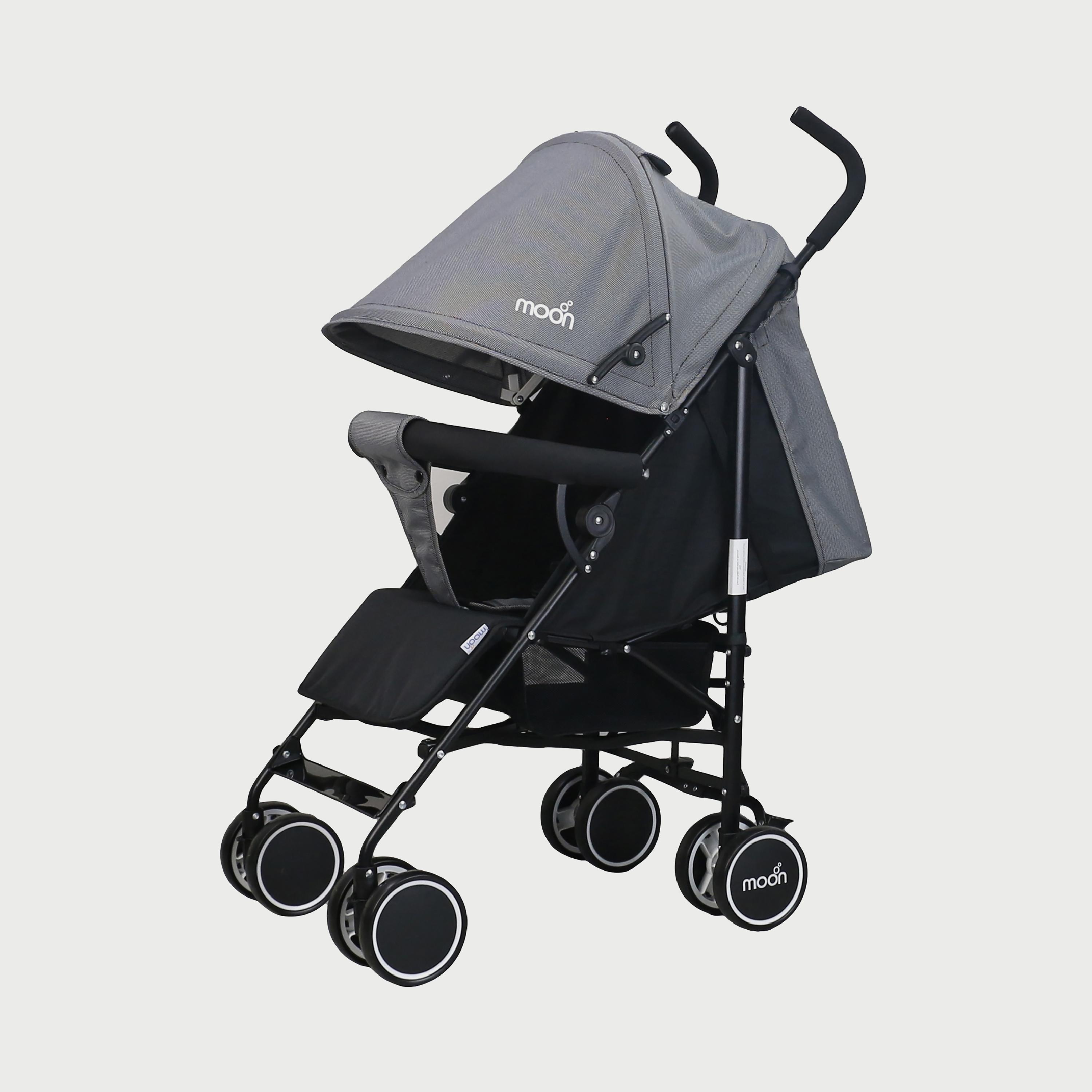 Moon Neo Plus Light Weight Travel Stroller, Black/Grey Dots-baby-gear-strollersandprams-strollers-image-1