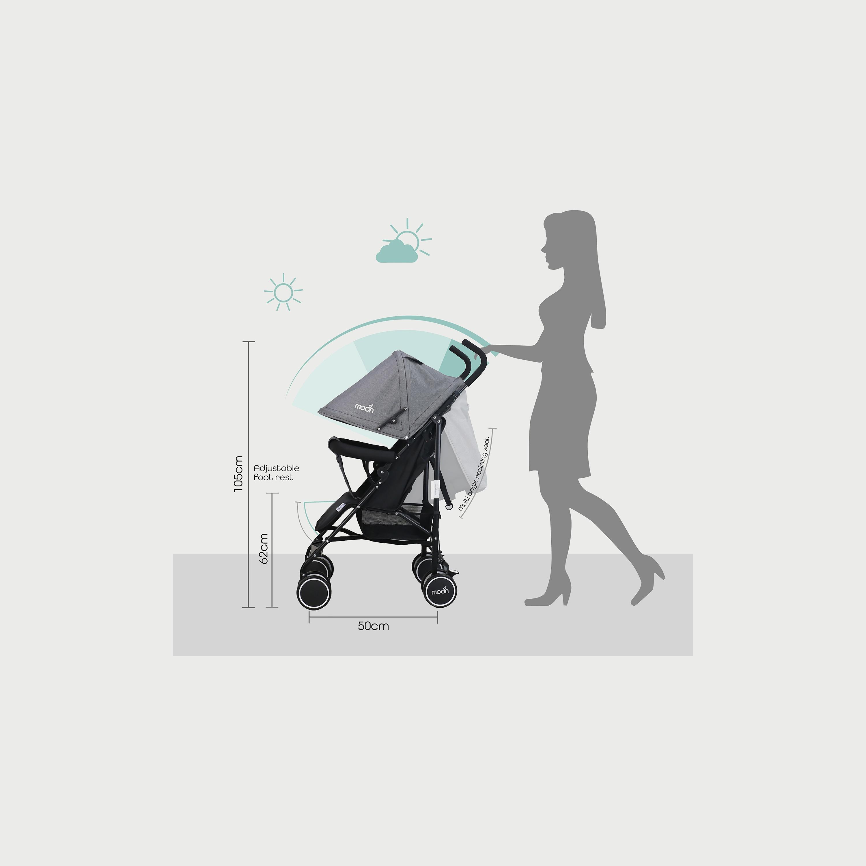 Moon Neo Plus Light Weight Travel Stroller, Black/Grey Dots-baby-gear-strollersandprams-strollers-image-4