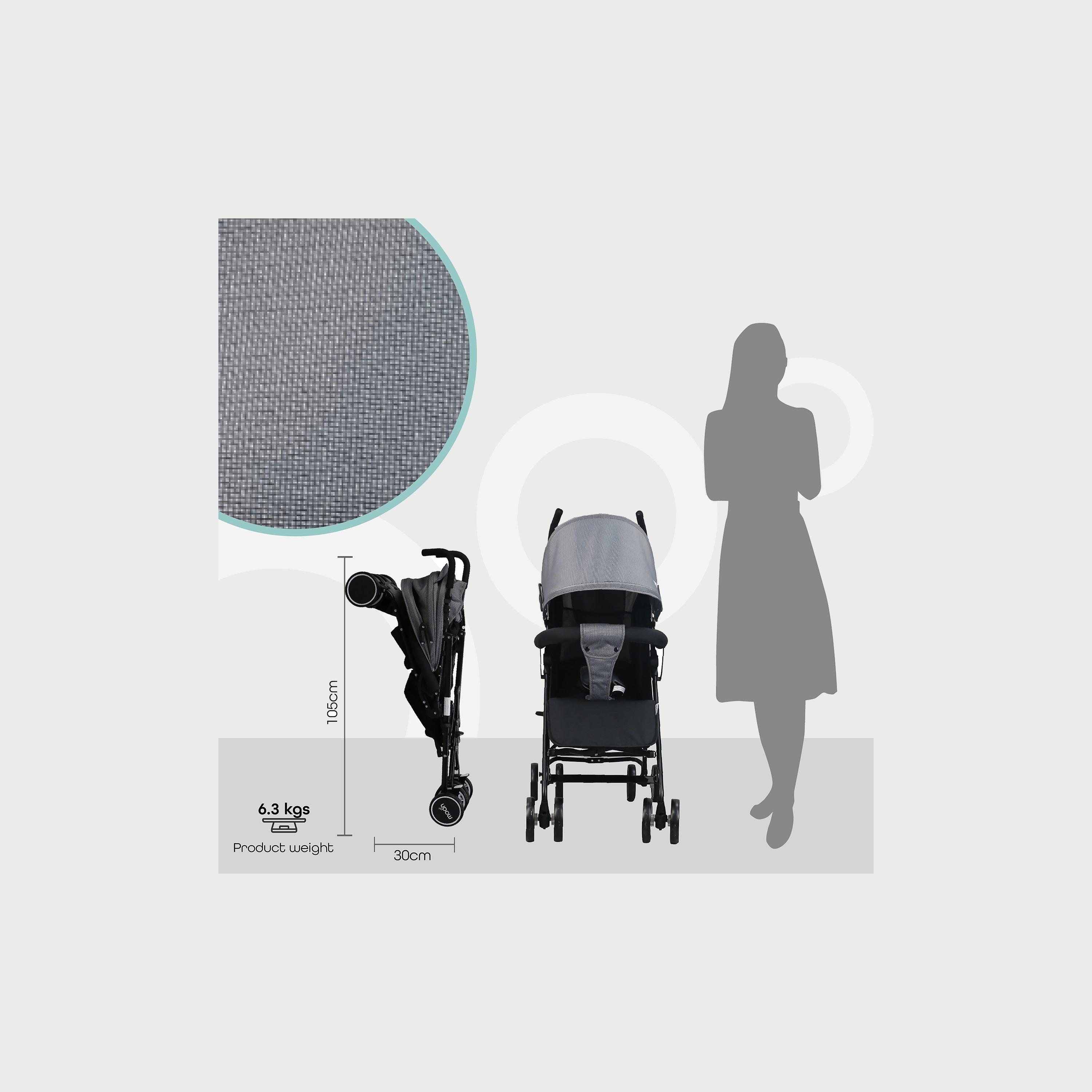 Moon Neo Plus Light Weight Travel Stroller, Black/Grey Dots-baby-gear-strollersandprams-strollers-image-5