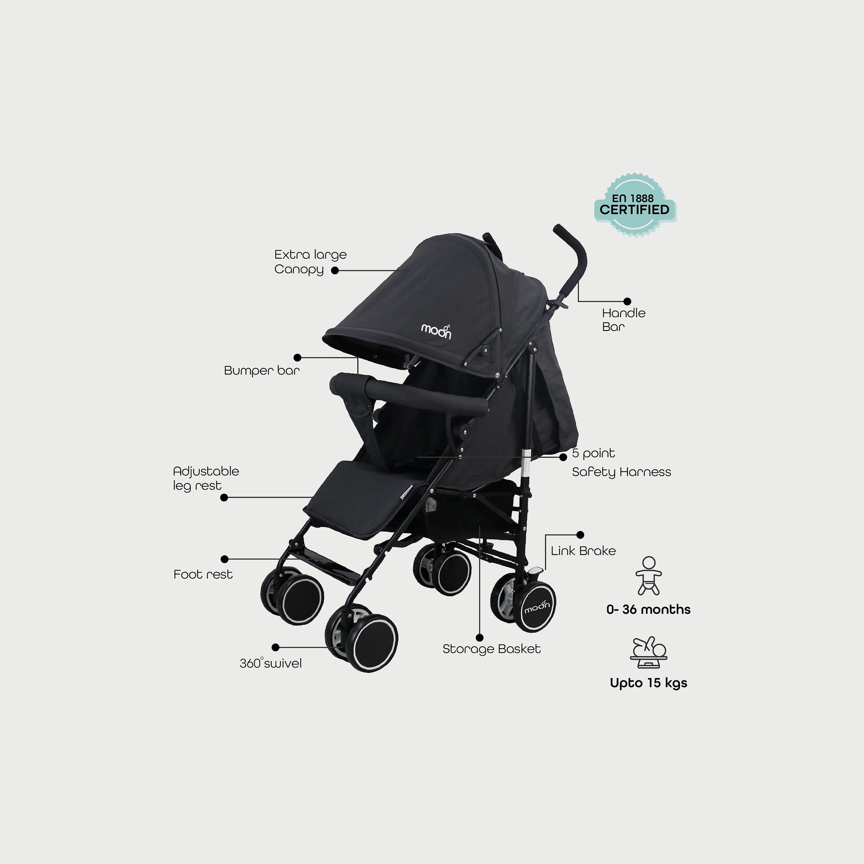 Moon Neo Plus Light Weight Travel Stroller, Black-baby-gear-strollersandprams-strollers-image-2