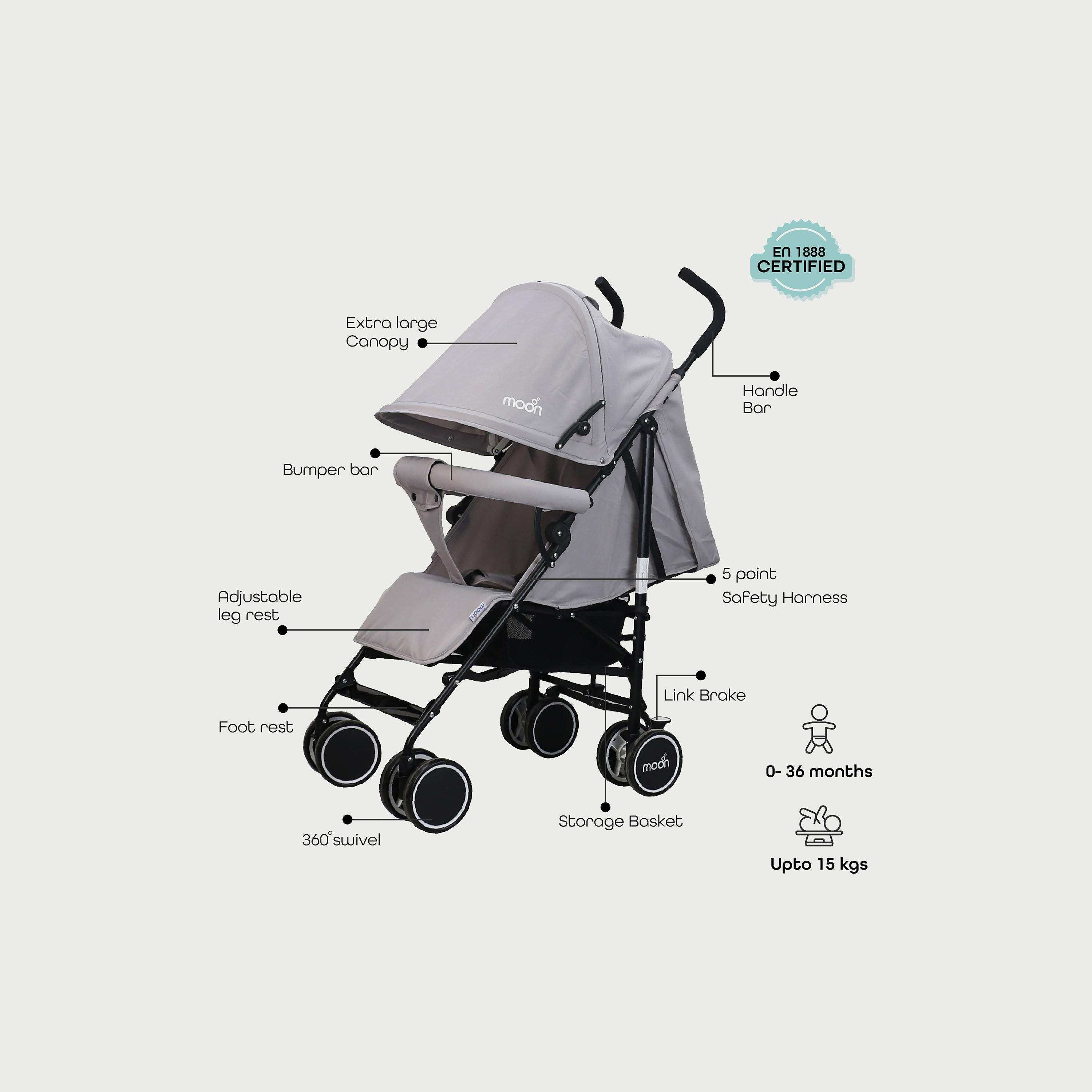 Moon Neo Plus Light Weight Travel Stroller, Grey-baby-gear-strollersandprams-strollers-image-2