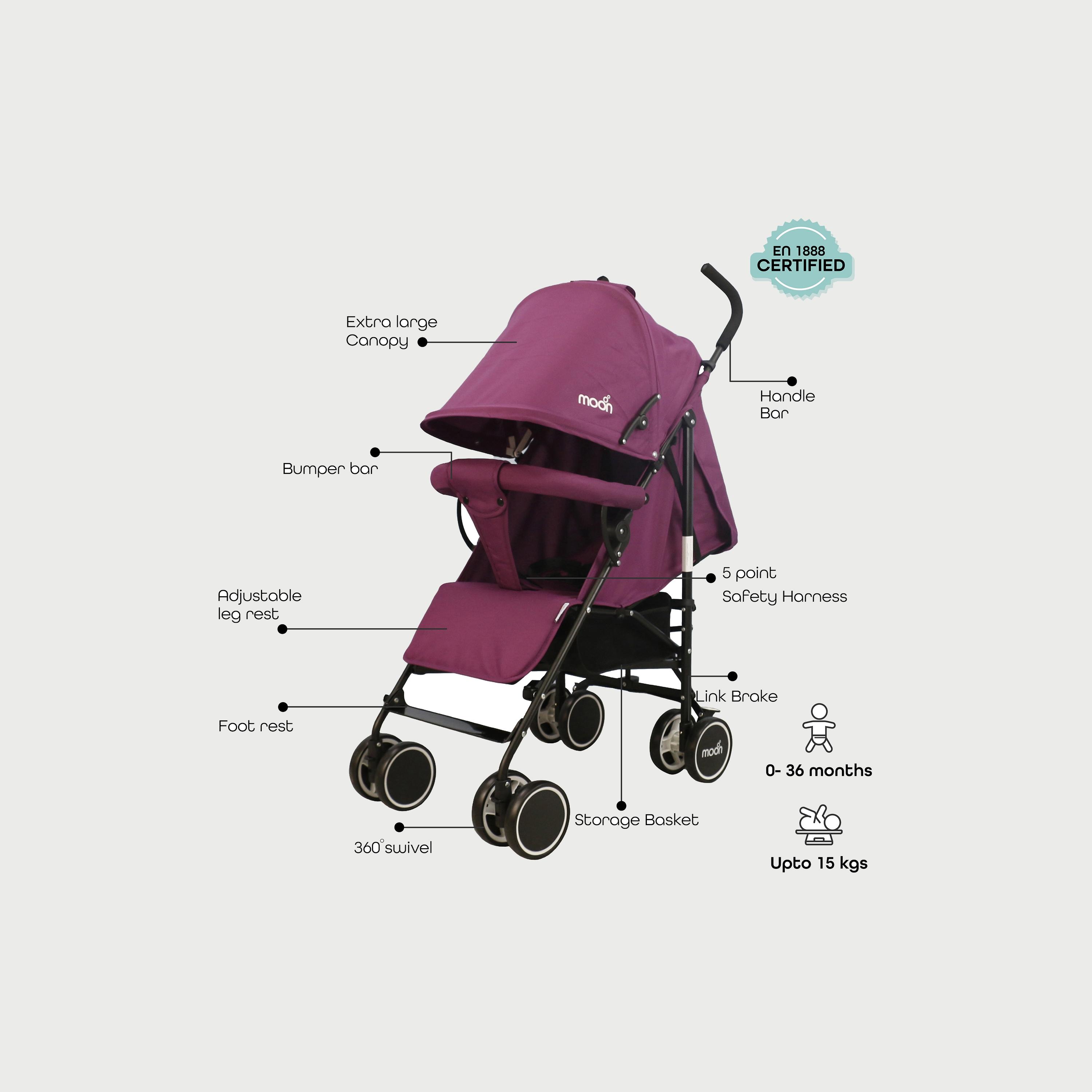 Moon Neo Plus Light Weight Travel Stroller, Purple-baby-gear-strollersandprams-strollers-image-2