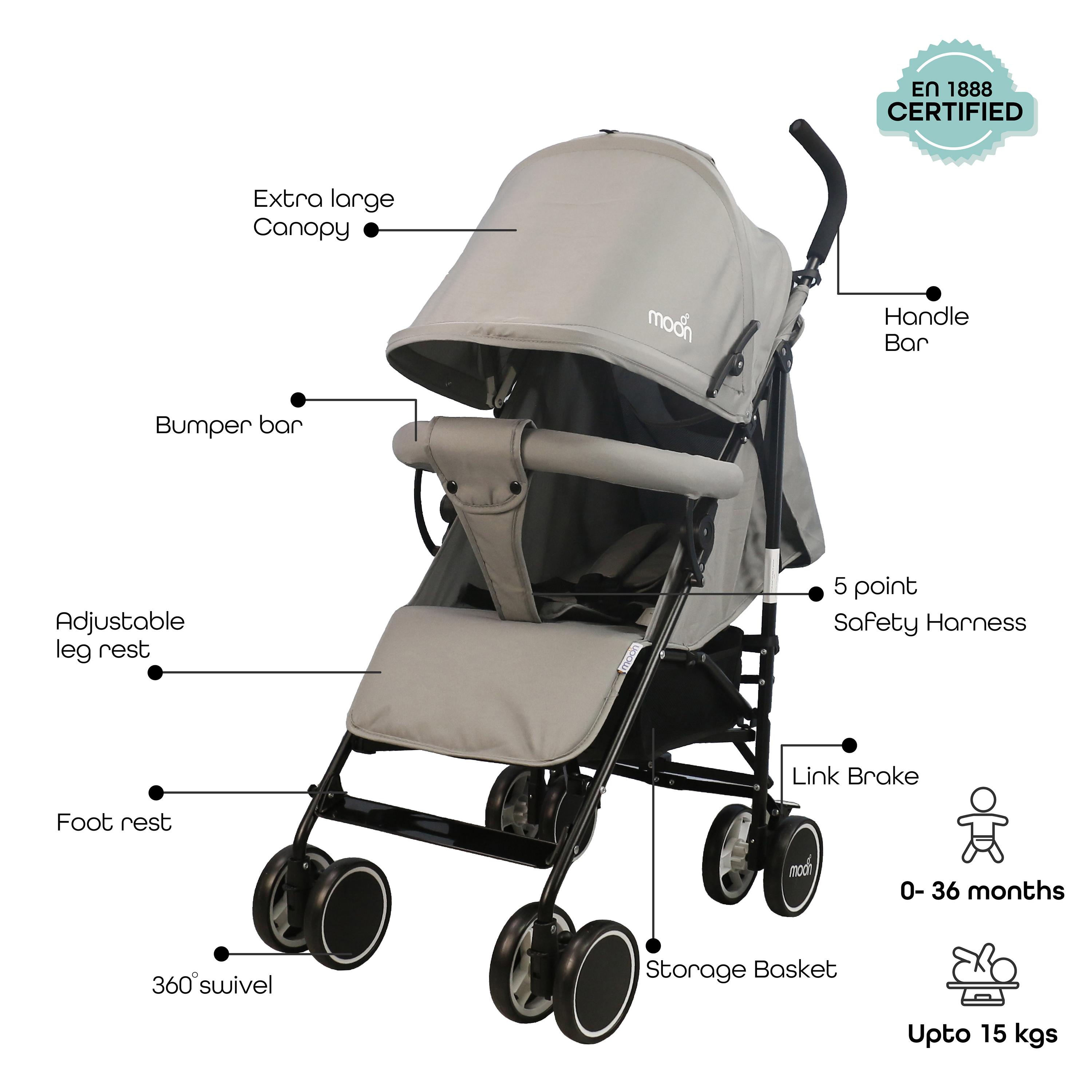 Moon Neo Plus Light Weight Travel Stroller, Cool Grey-baby-gear-strollersandprams-strollers-image-2