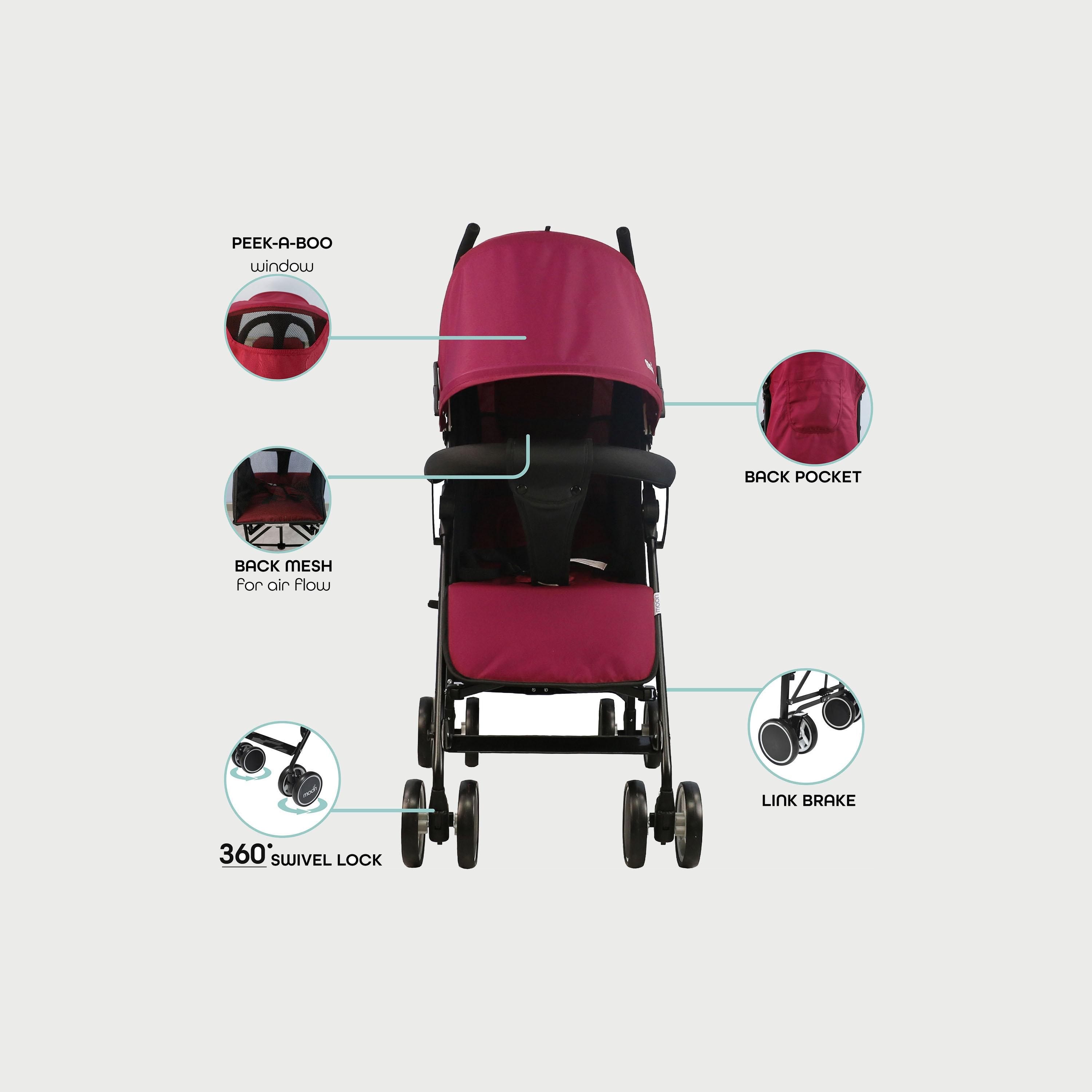 Moon Neo Plus Light Weight Travel Stroller, Dark Red-baby-gear-strollersandprams-strollers-image-3
