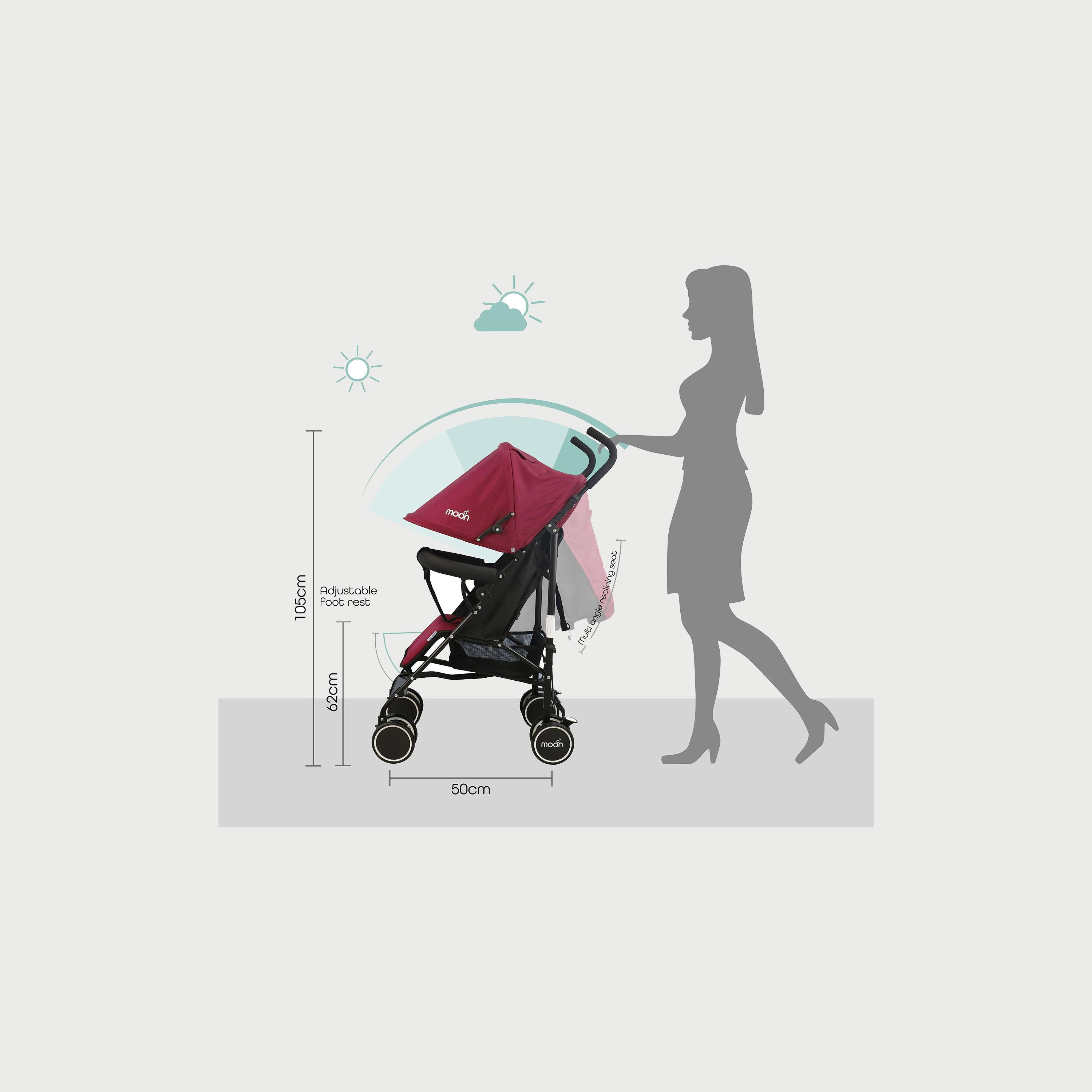 Moon Neo Plus Light Weight Travel Stroller, Dark Red-baby-gear-strollersandprams-strollers-image-4