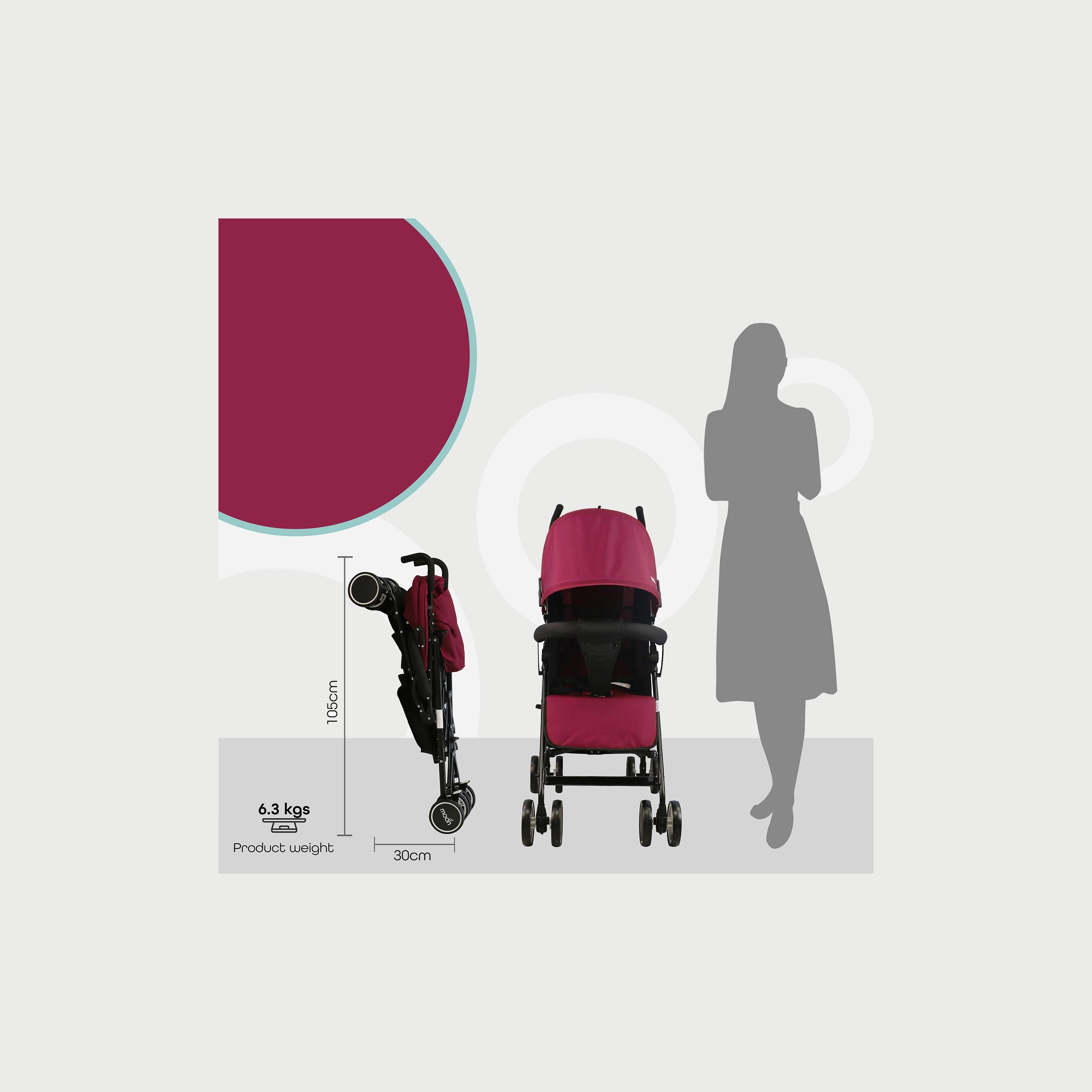 Moon Neo Plus Light Weight Travel Stroller, Dark Red-baby-gear-strollersandprams-strollers-image-5