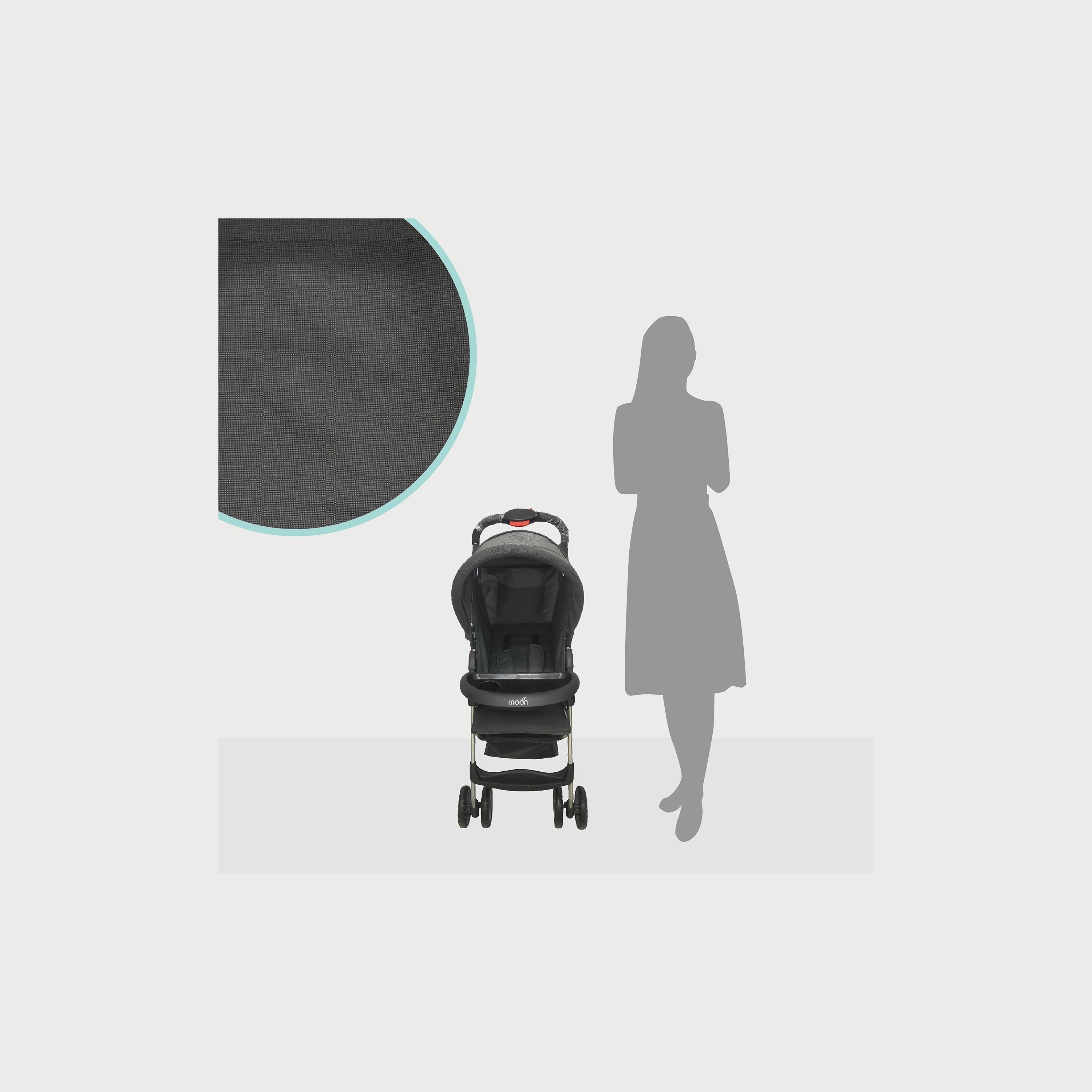 عربة أطفال قابلة للطي بيد واحدة بيزيك من موون، رمادي غامق-baby-gear-strollersandprams-strollers-image-4