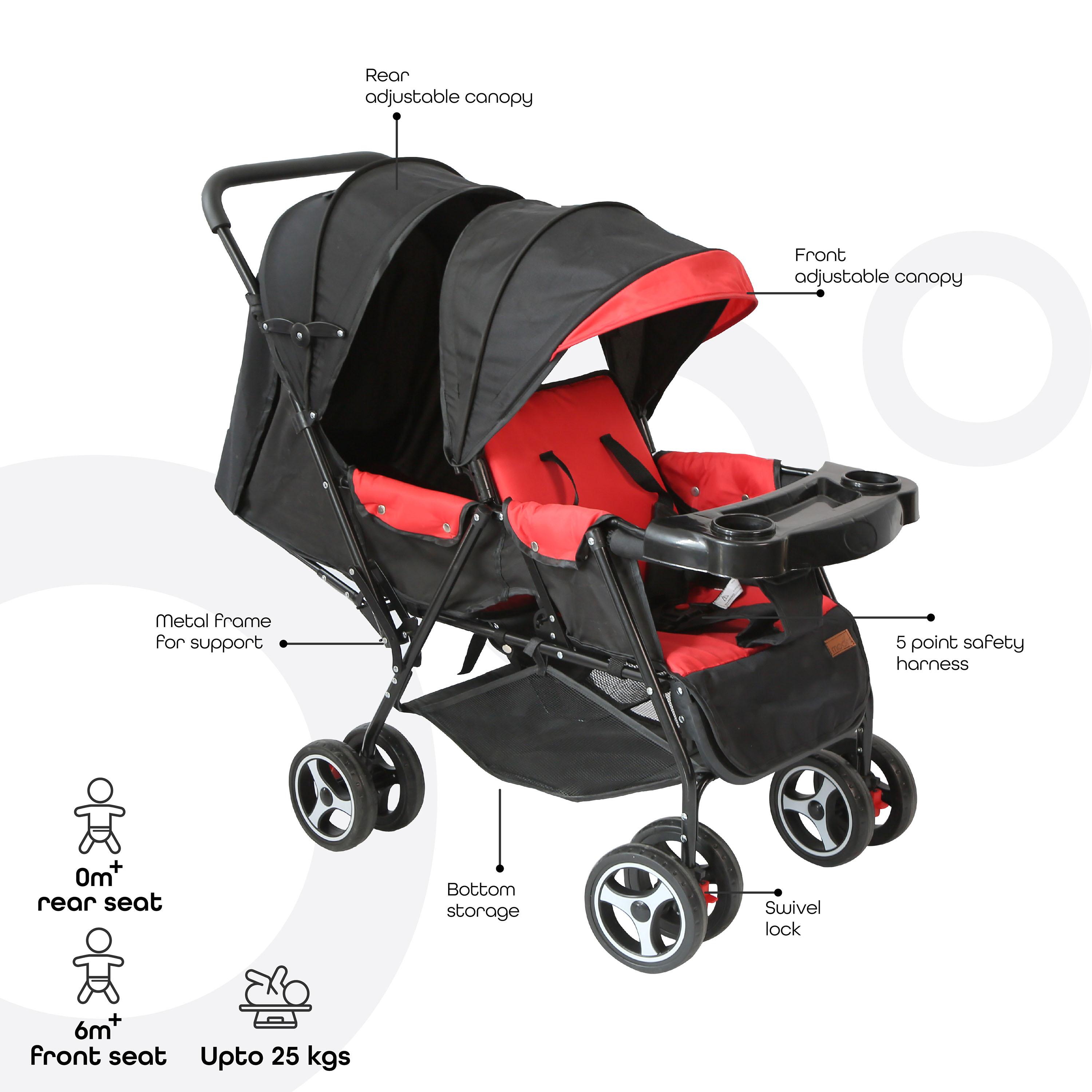 Buy Moon Magnum Tandem Easy Fold Twin Travel Stroller Fire Red Online Babyshop UAE