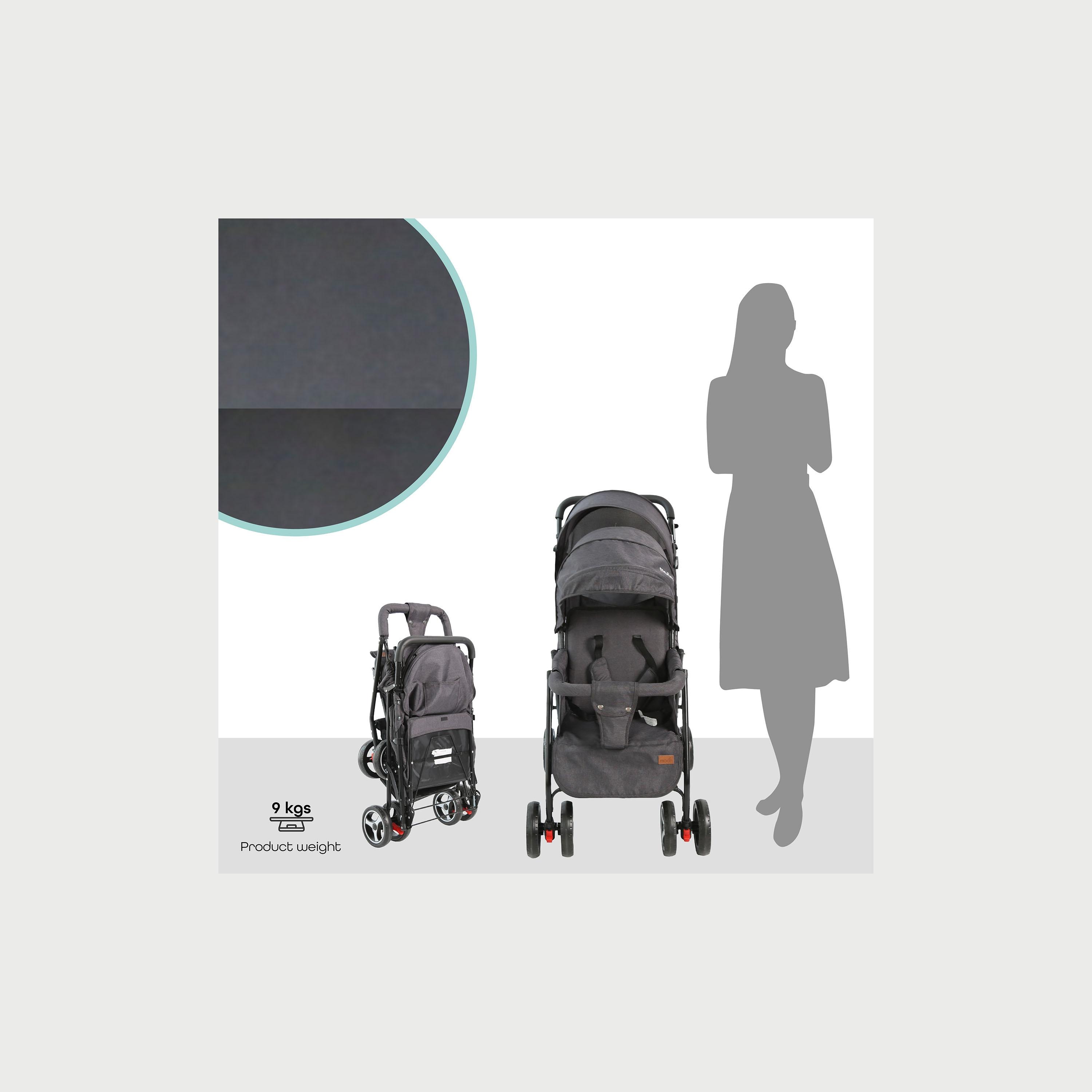 Moon Magnum Tandem Easy Fold Twin Travel Stroller, Black/Grey Dots-baby-gear-strollersandprams-strollers-image-2