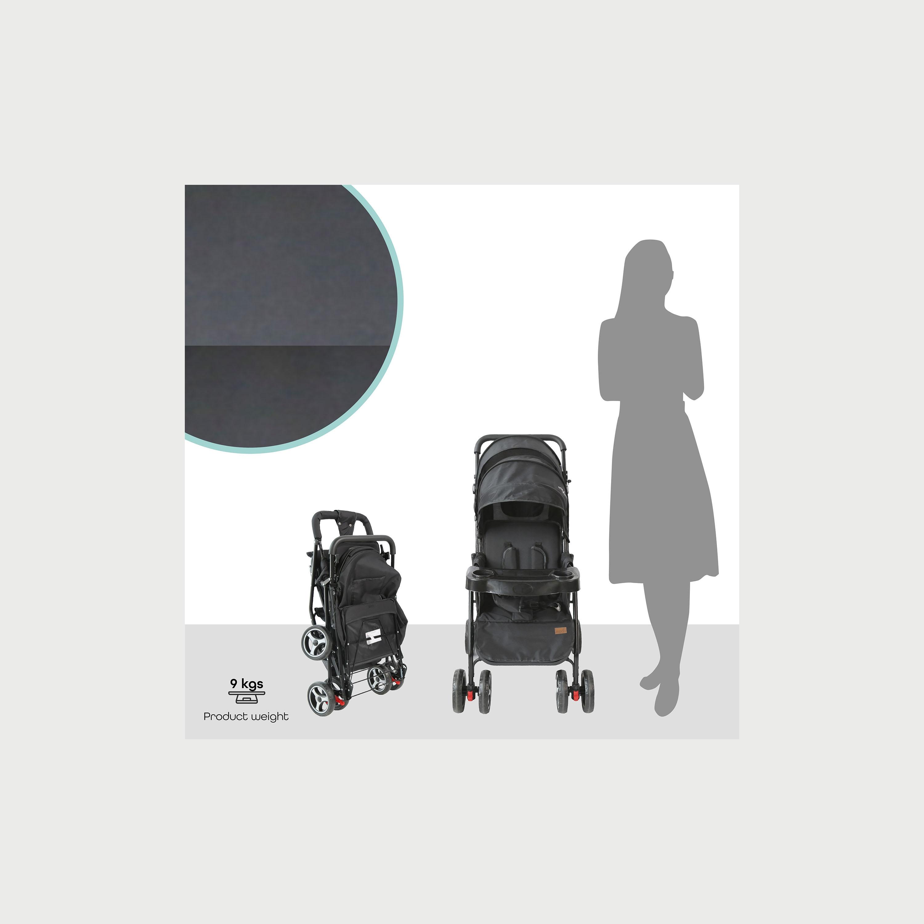 Moon Magnum Tandem Easy Fold Twin Travel Stroller, Black/Grey Dots-baby-gear-strollersandprams-strollers-image-5