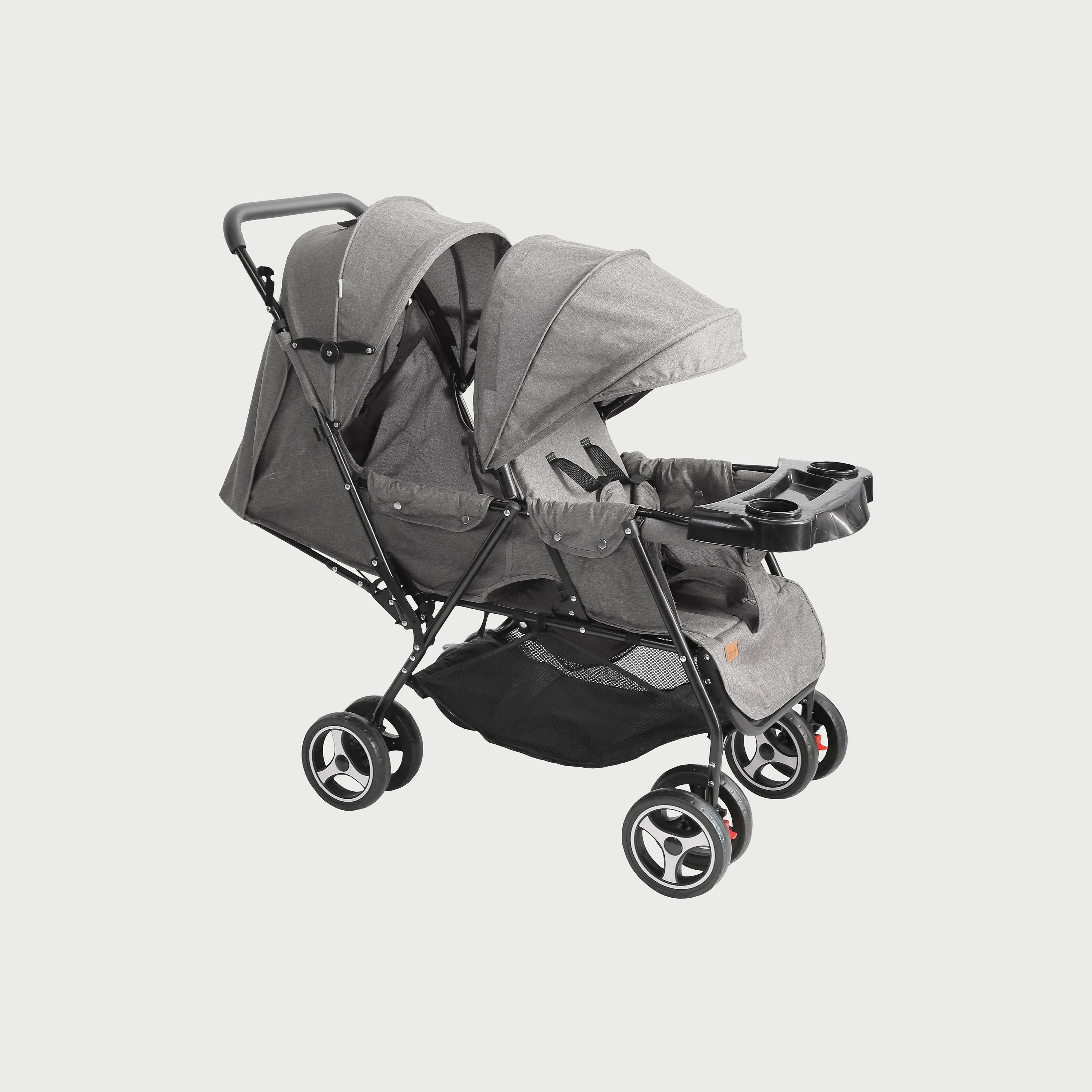 Moon Magnum Tandem Easy Fold Twin Travel Stroller, Mid Grey-baby-gear-strollersandprams-strollers-image-1