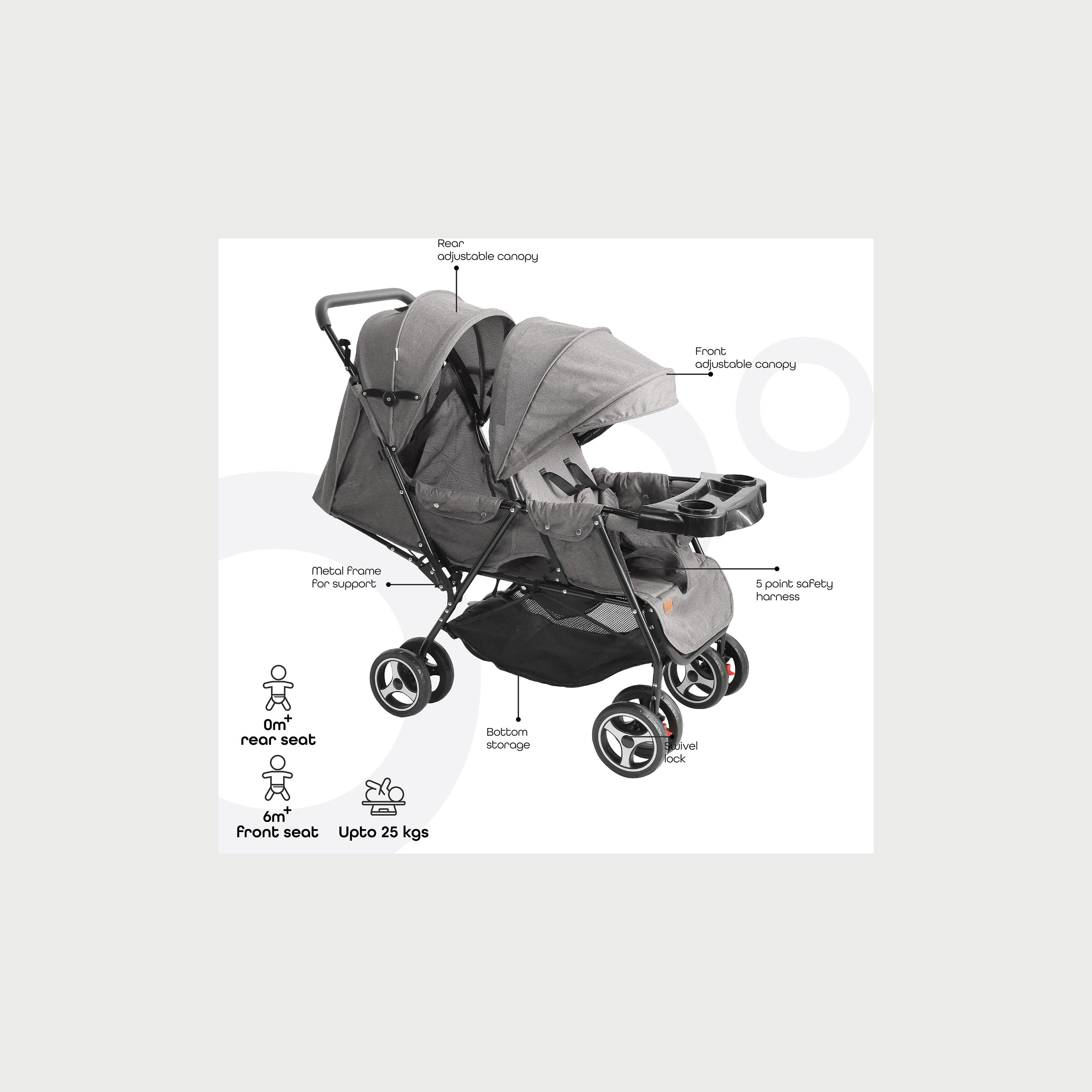 Moon Magnum Tandem Easy Fold Twin Travel Stroller, Mid Grey-baby-gear-strollersandprams-strollers-image-2