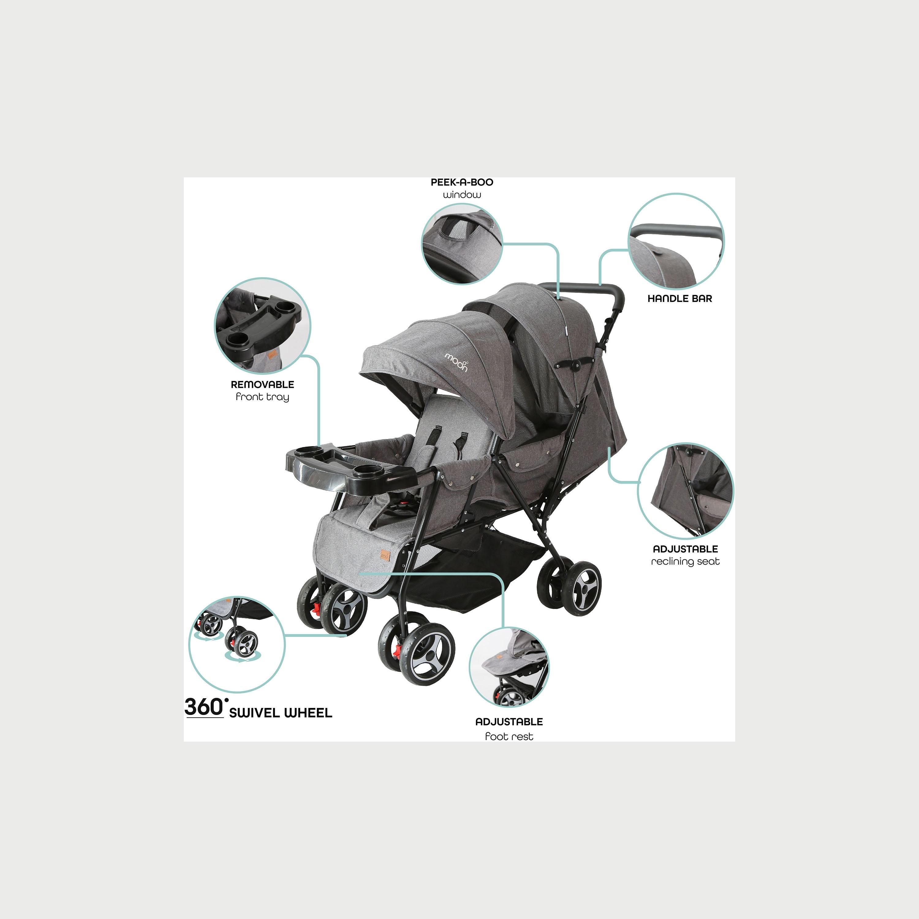 Moon Magnum Tandem Easy Fold Twin Travel Stroller, Mid Grey-baby-gear-strollersandprams-strollers-image-3