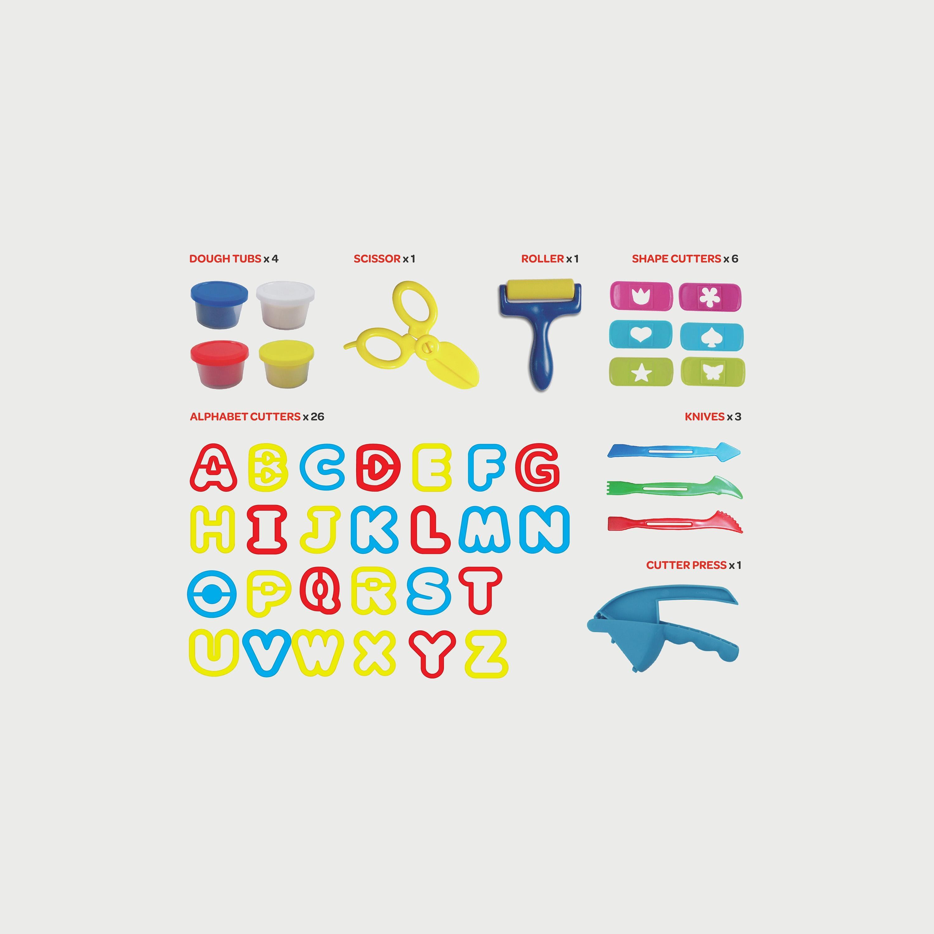 مجموعة قاطع الحروف الأبجدية إبداعات العجين من موون، 4 قطع-school-artsandcrafts-image-1