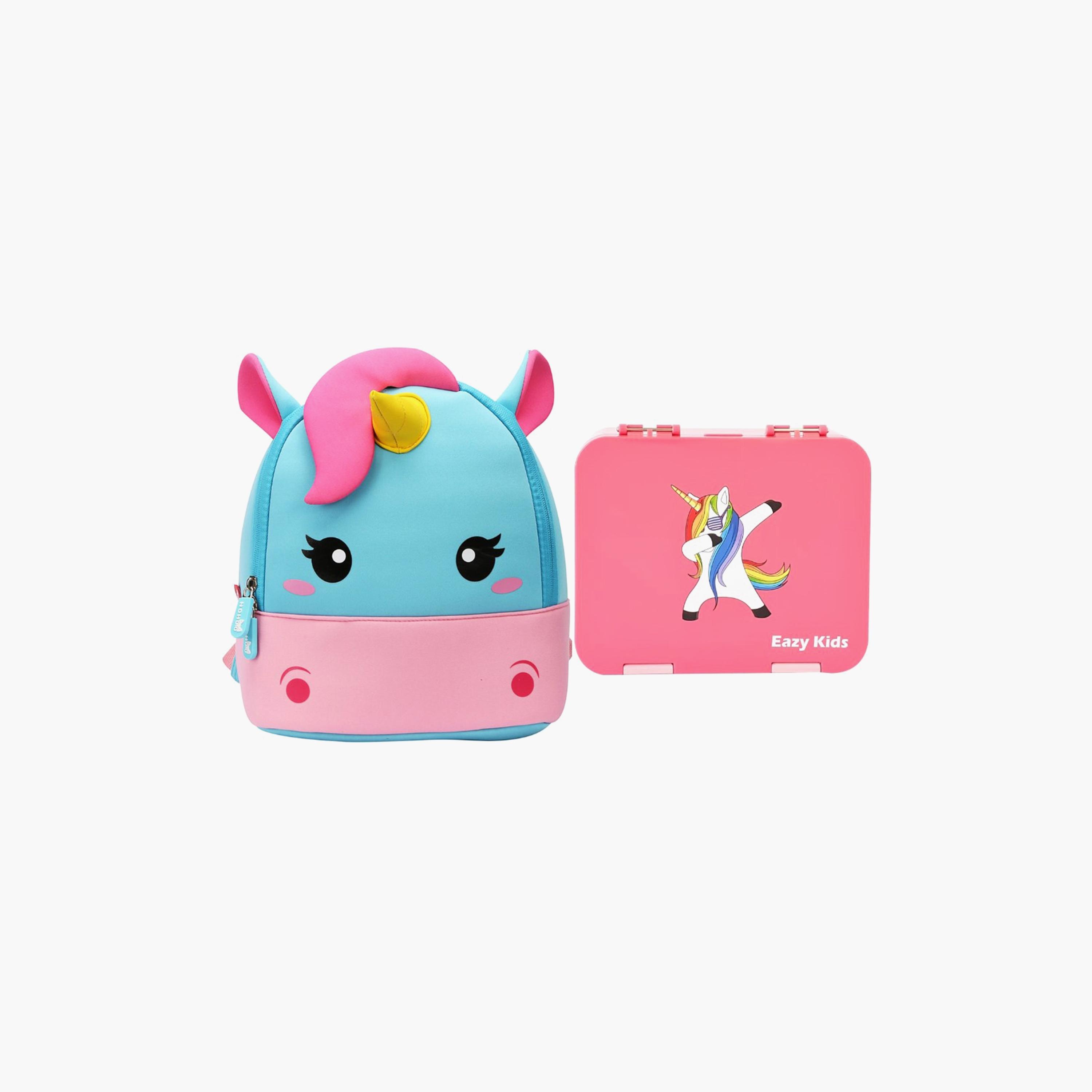 Nohoo Unicorn Bag + Bento Lunch Box, Pink-school-lunchessentials-lunchboxes-image-1