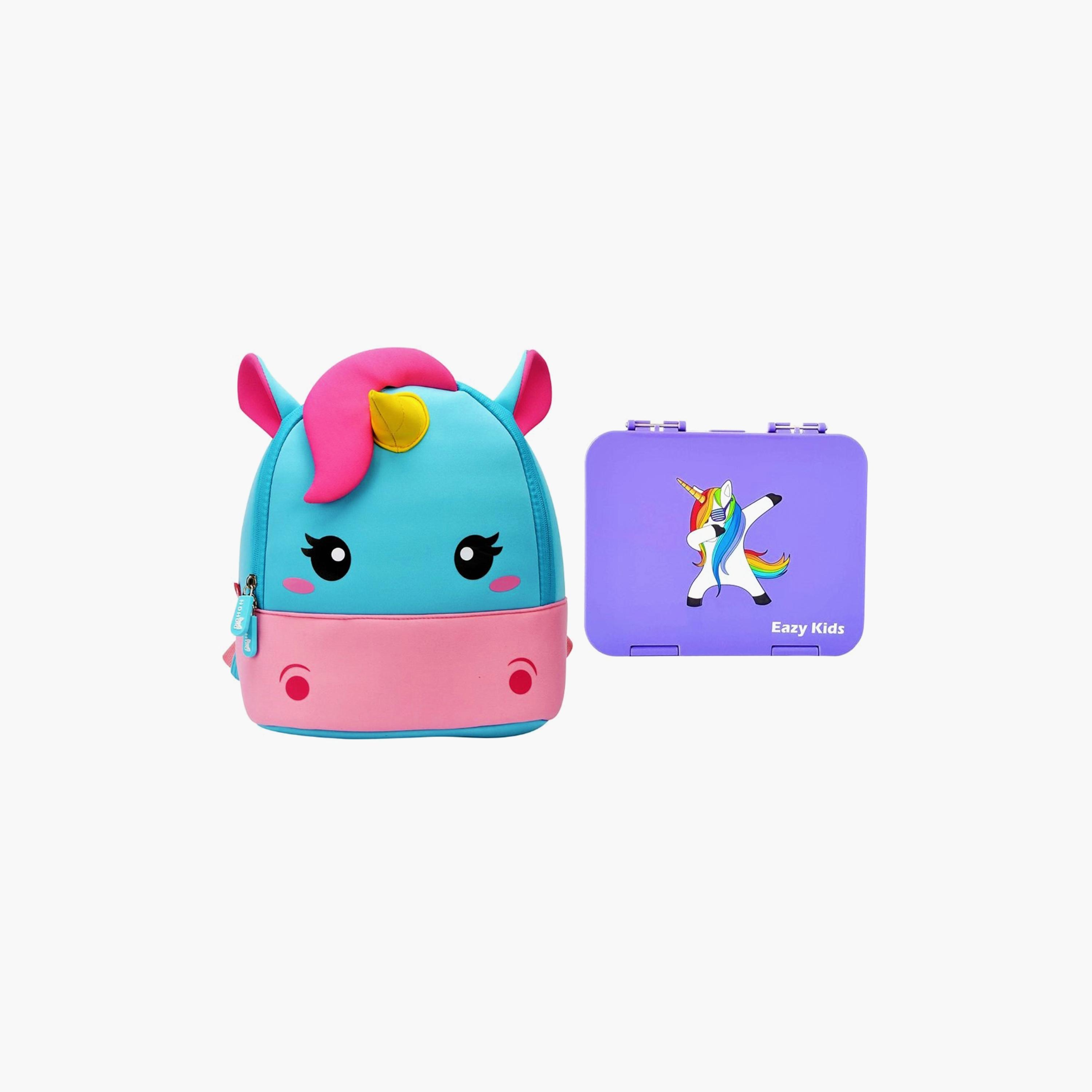Nohoo Unicorn Bag + Bento Lunch Box, Purple-school-lunchessentials-lunchboxes-image-1