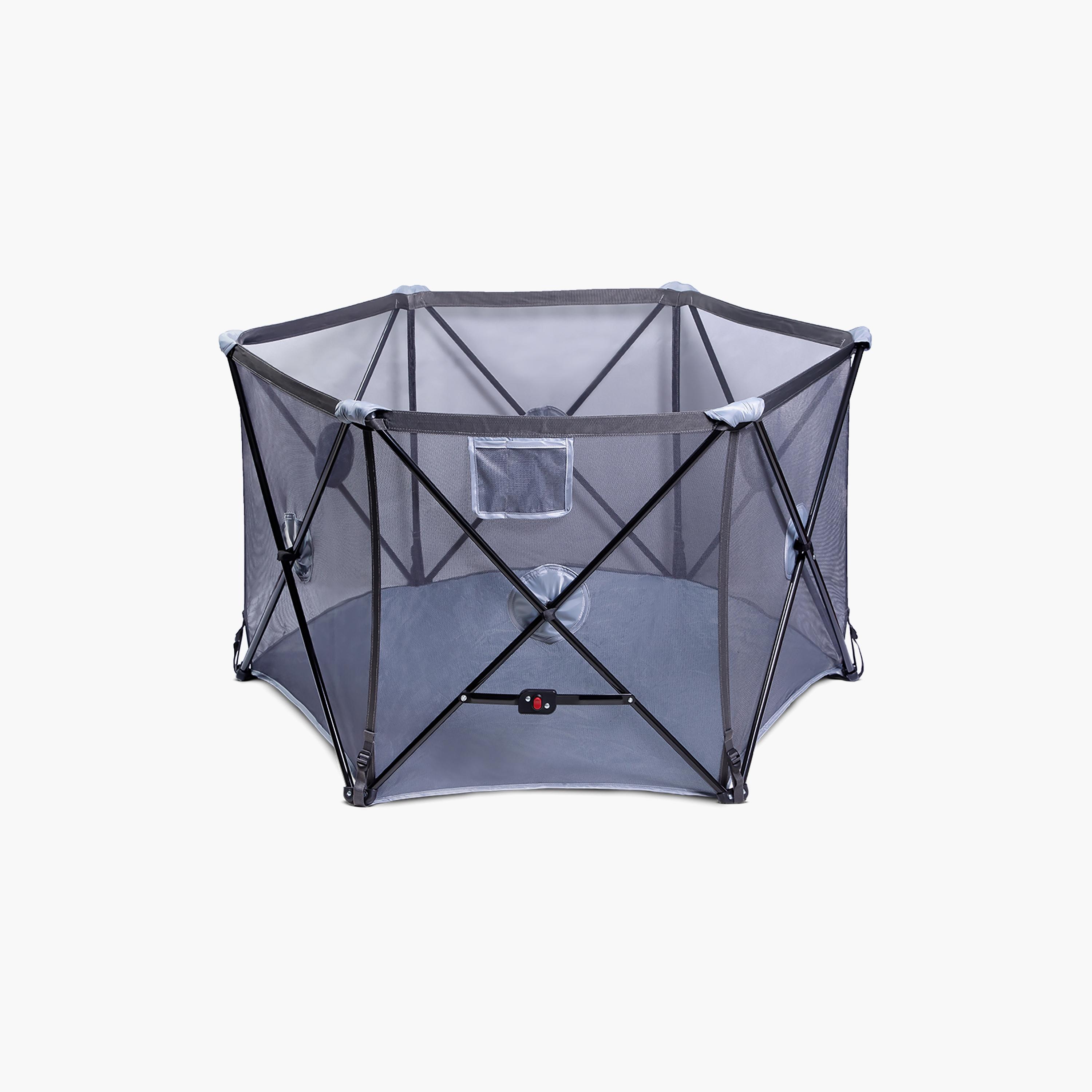 Baby Safe Foldable Playard, Grey-baby-infantactivity-playpensandplaymats-image-1