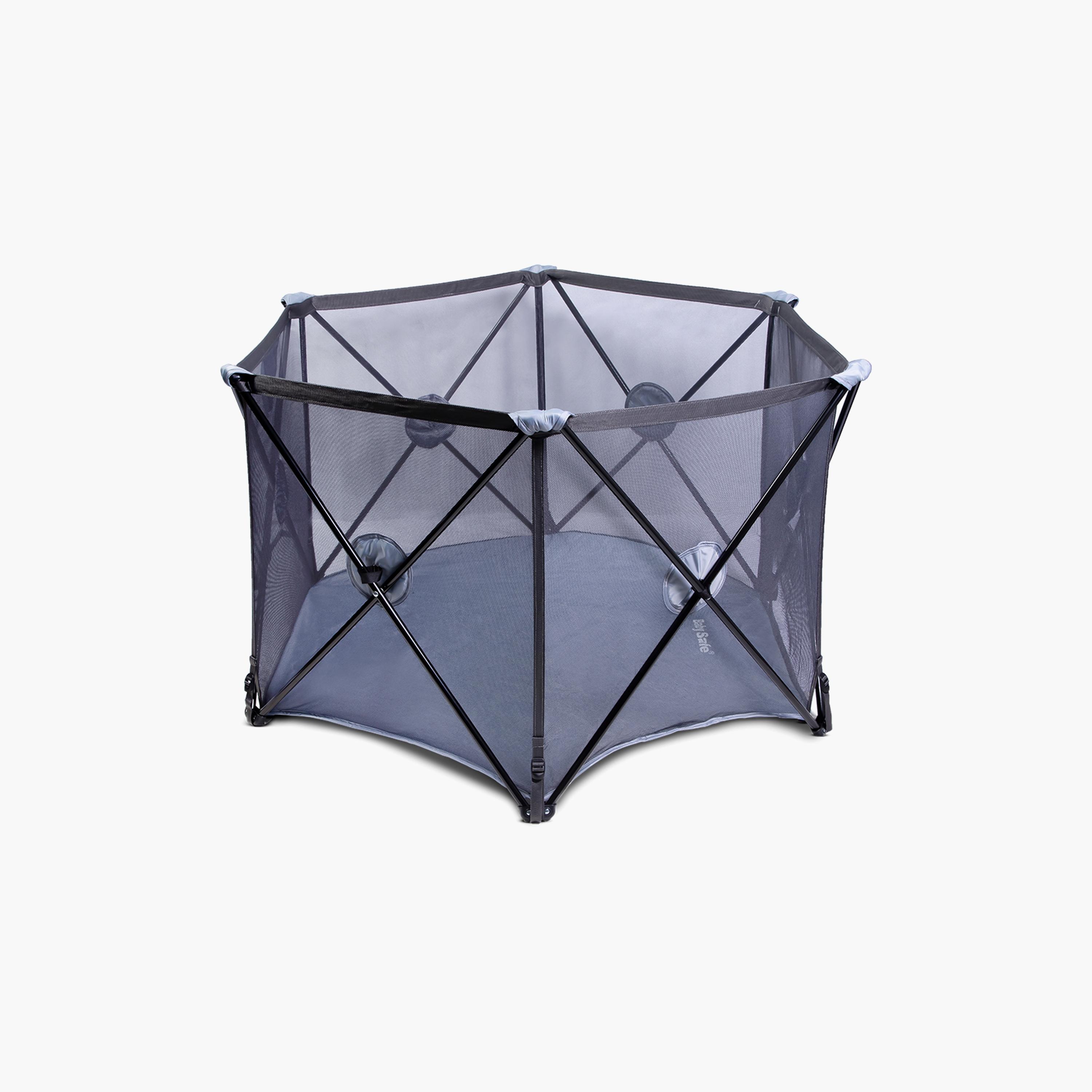 Baby Safe Foldable Playard, Grey-baby-infantactivity-playpensandplaymats-image-4