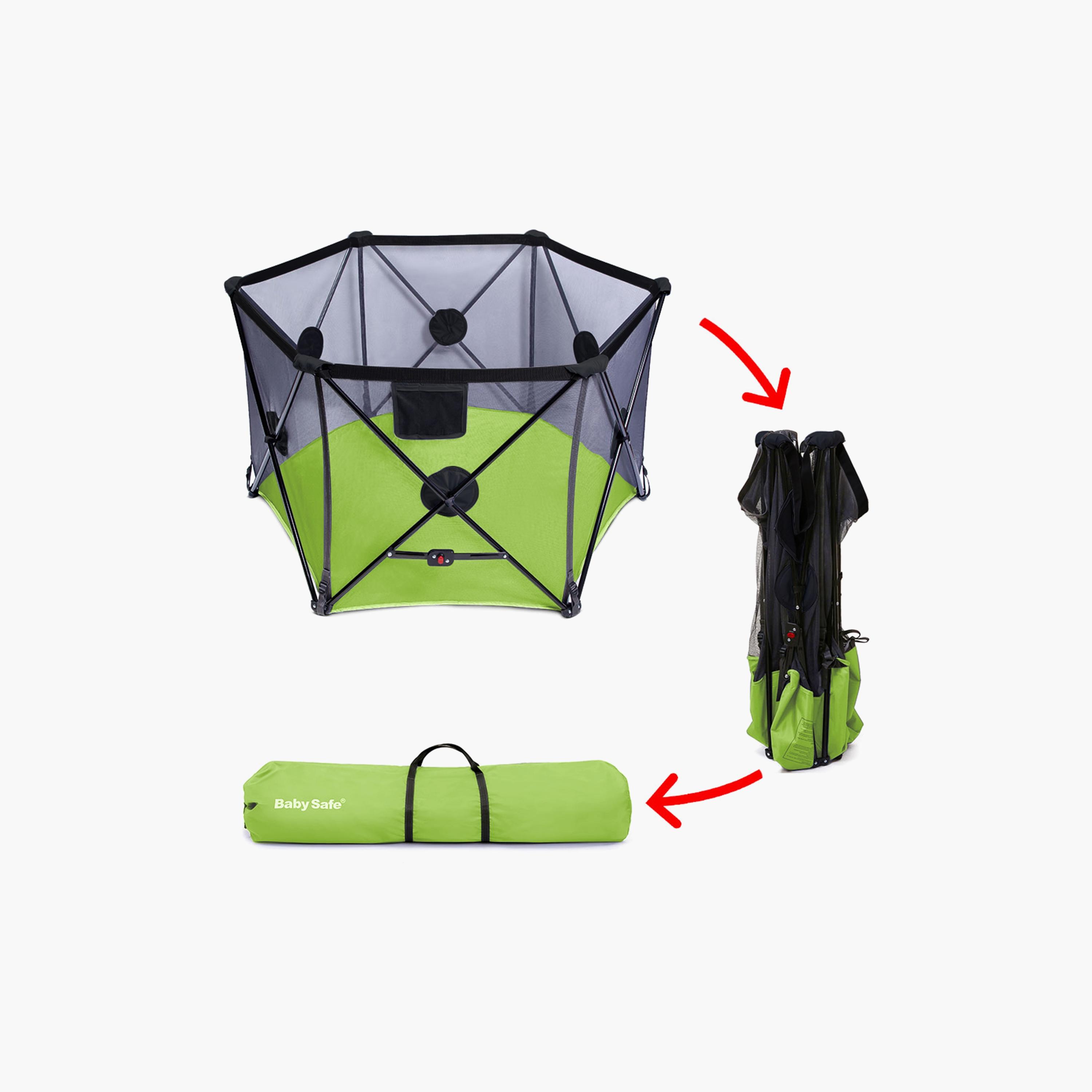Baby Safe Foldable Playard, Green-baby-infantactivity-playpensandplaymats-image-2