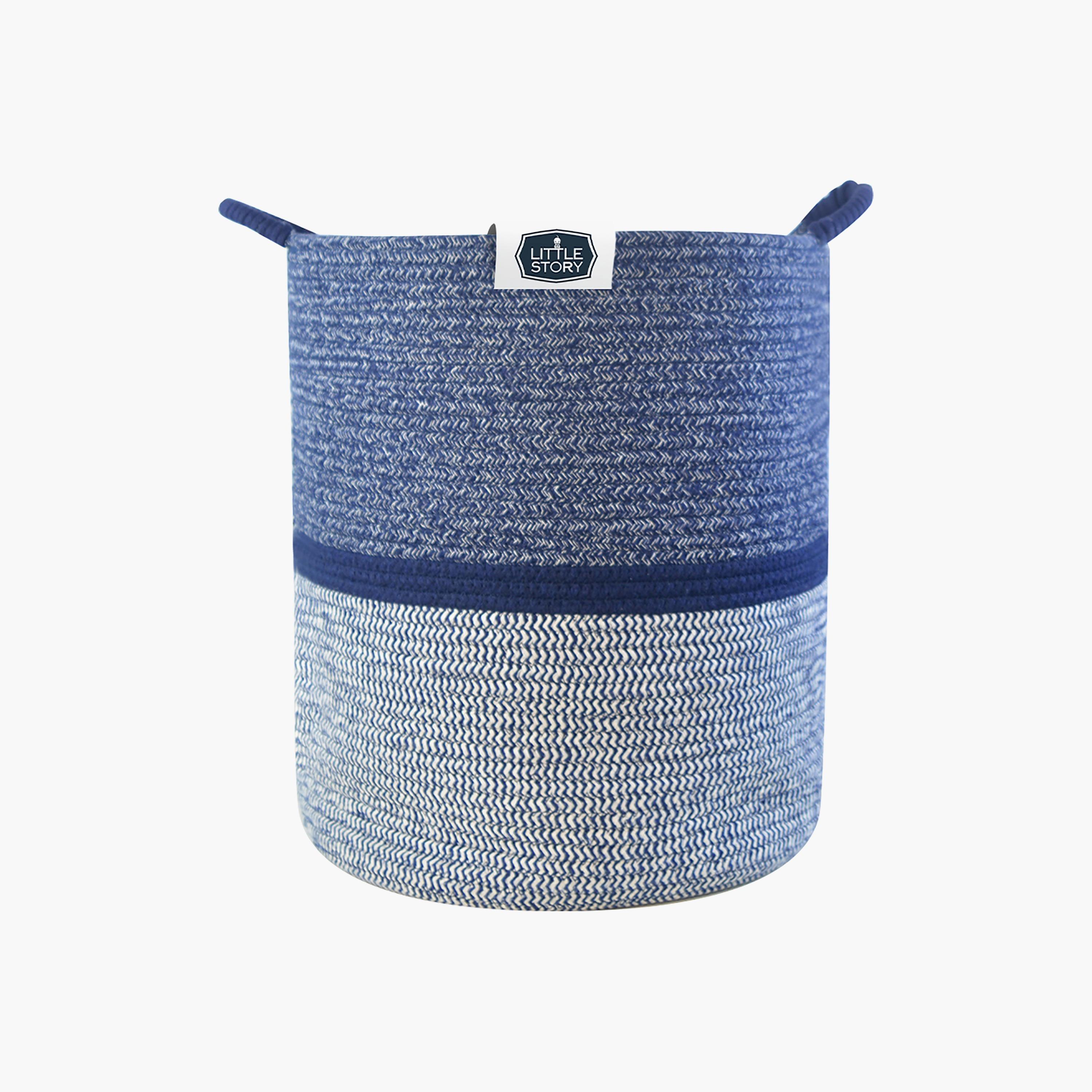 Little Story Cotton Rope Diaper Caddy XL, Blue-baby-gear-diaperbags-image-1
