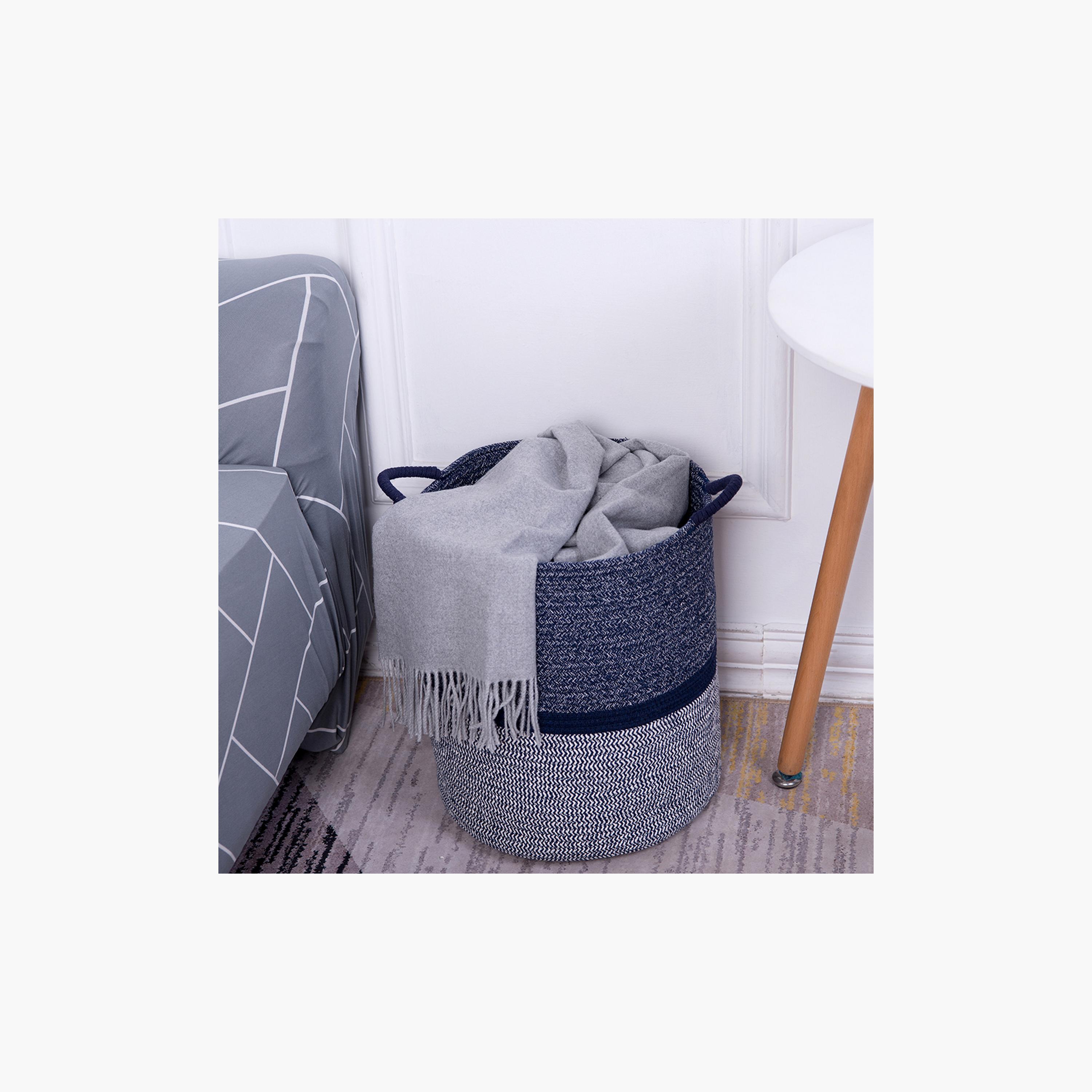 Little Story Cotton Rope Diaper Caddy XL, Blue-baby-gear-diaperbags-image-3