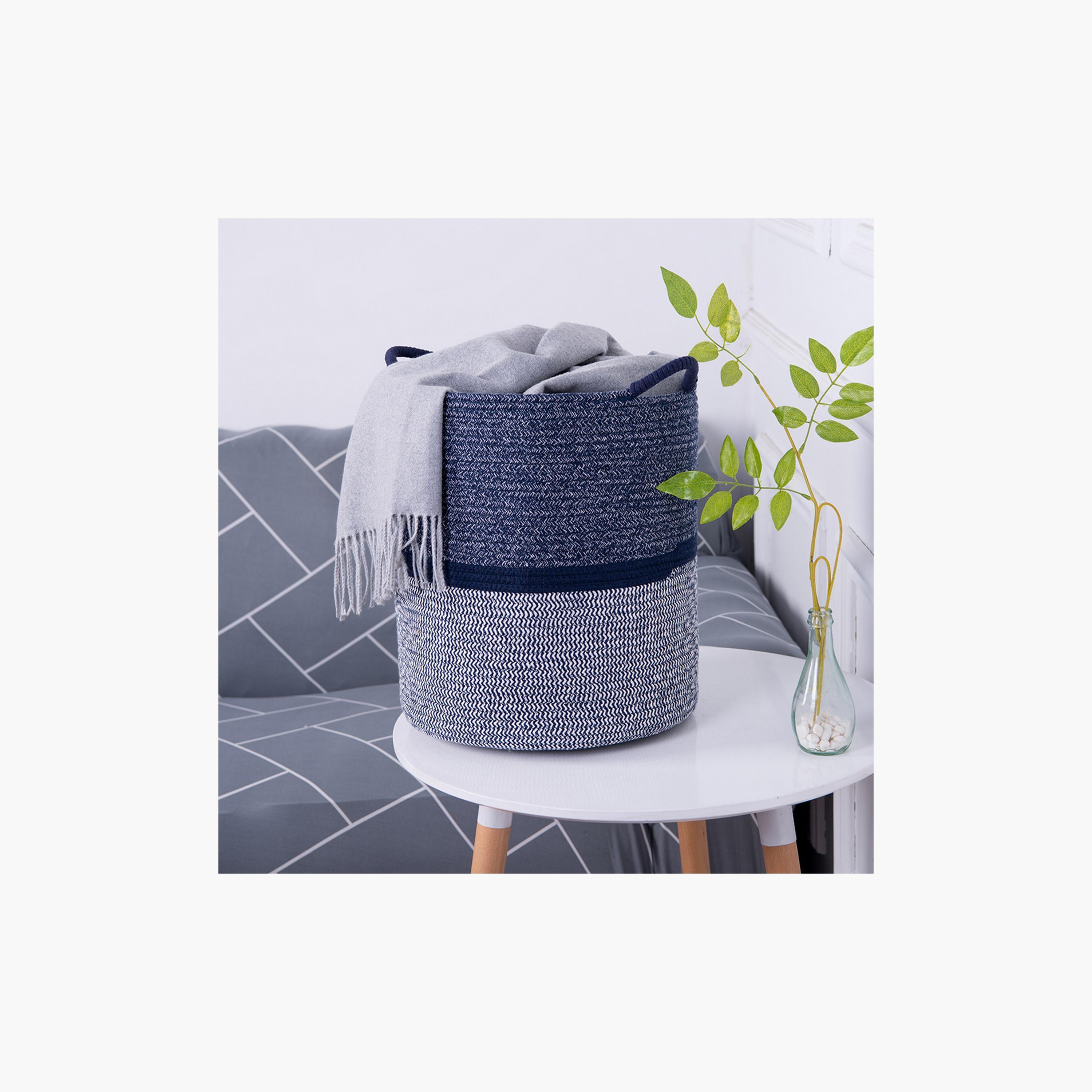 Little Story Cotton Rope Diaper Caddy XL, Blue-baby-gear-diaperbags-image-4