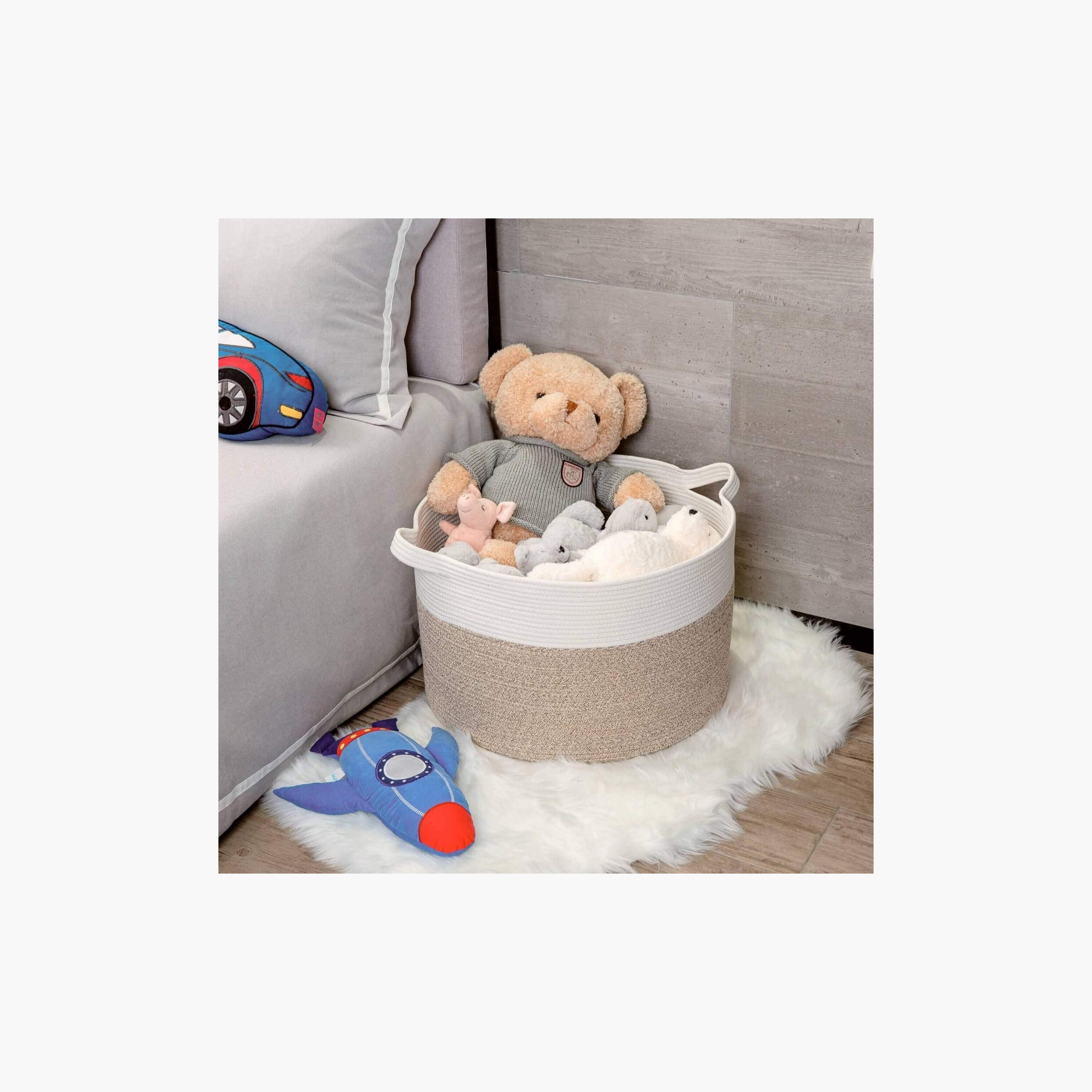 Little Story Cotton Rope Diaper Caddy XL, Ivory-baby-diapering-diaperbags-image-5