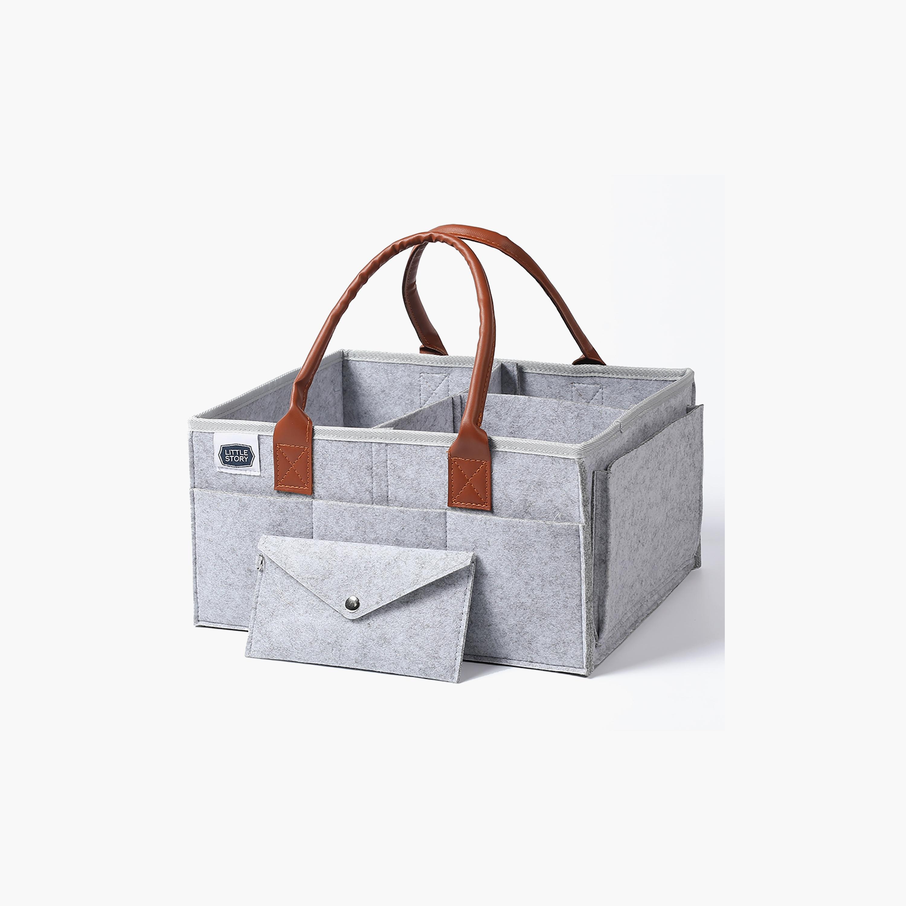 Little Story Diaper Caddy Travel Pouch, Medium, Grey-baby-diapering-diaperbags-image-1