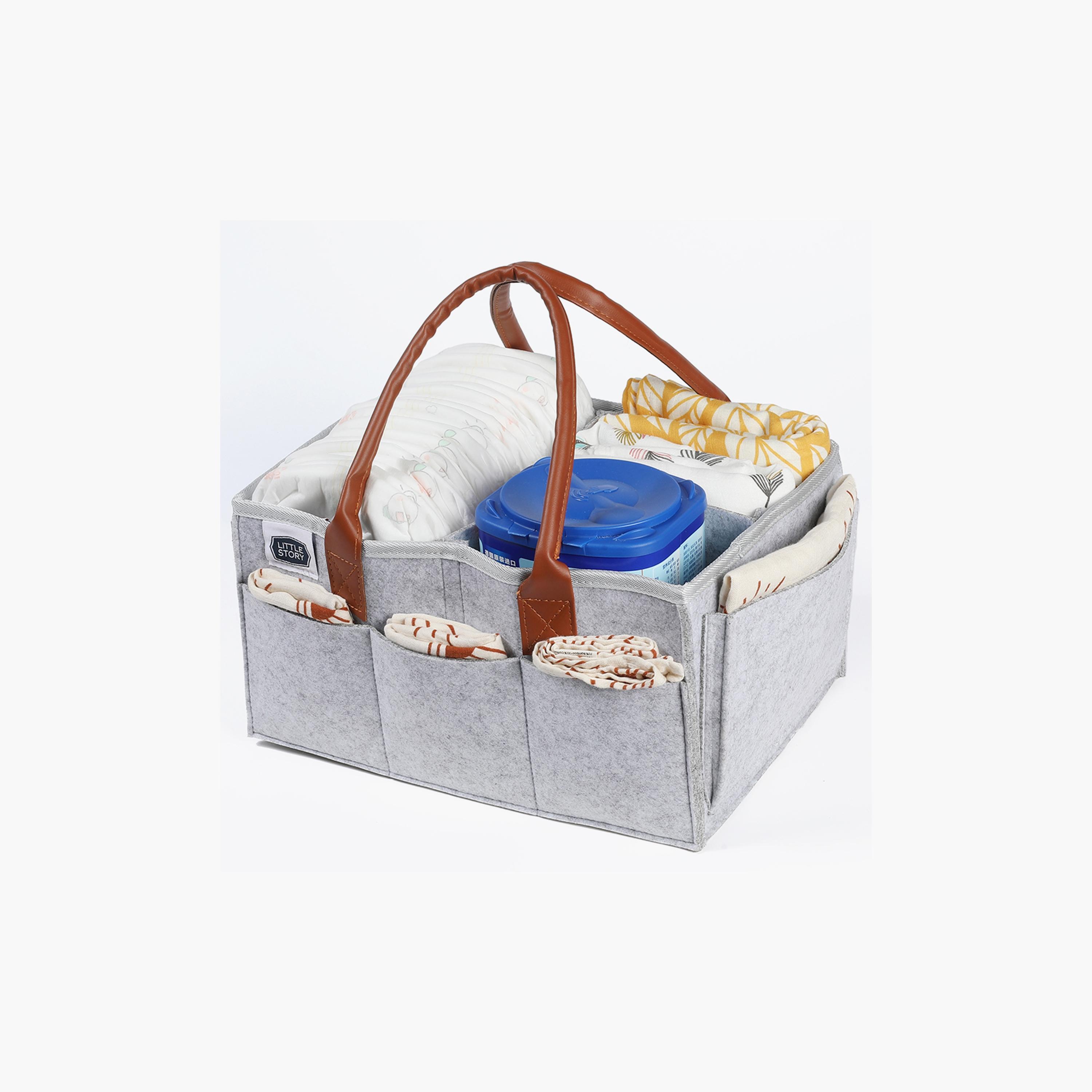 Little Story Diaper Caddy Travel Pouch, Medium, Grey-baby-diapering-diaperbags-image-2