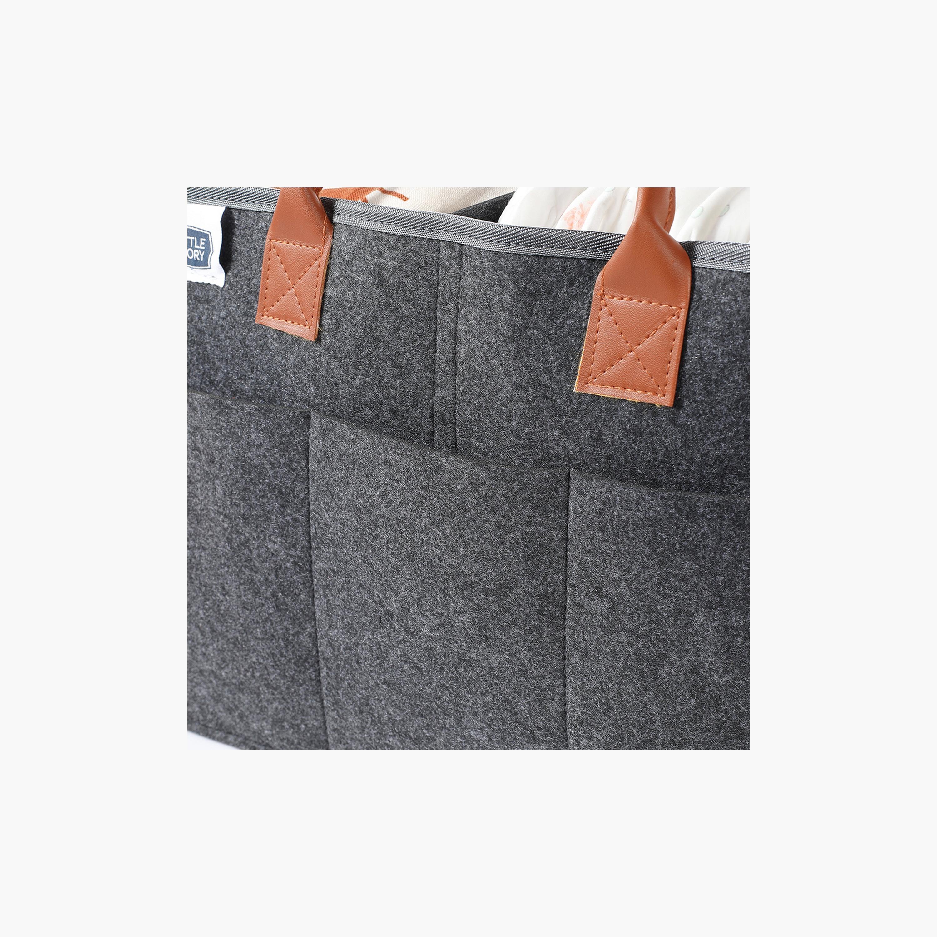 Little Story Diaper Caddy + Pouch, Large, Dark Grey-baby-diapering-diaperbags-image-3