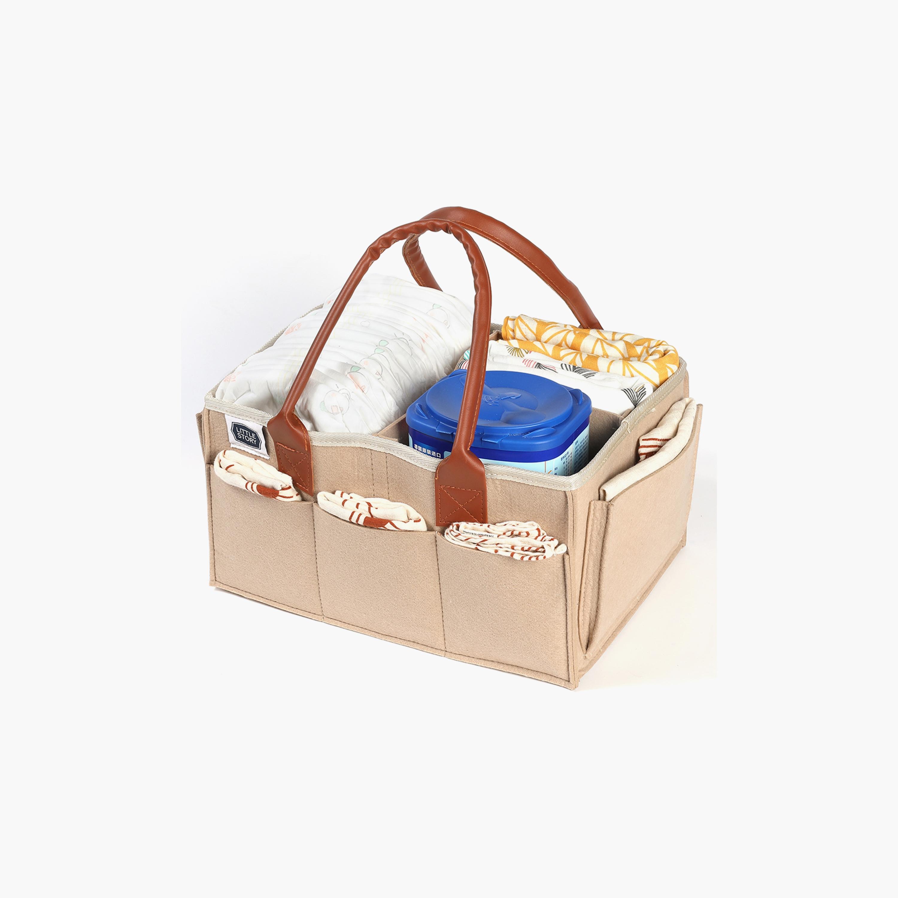 Little Story Diaper Caddy + Travel Pouch, Medium, Ivory-baby-diapering-diaperbags-image-2