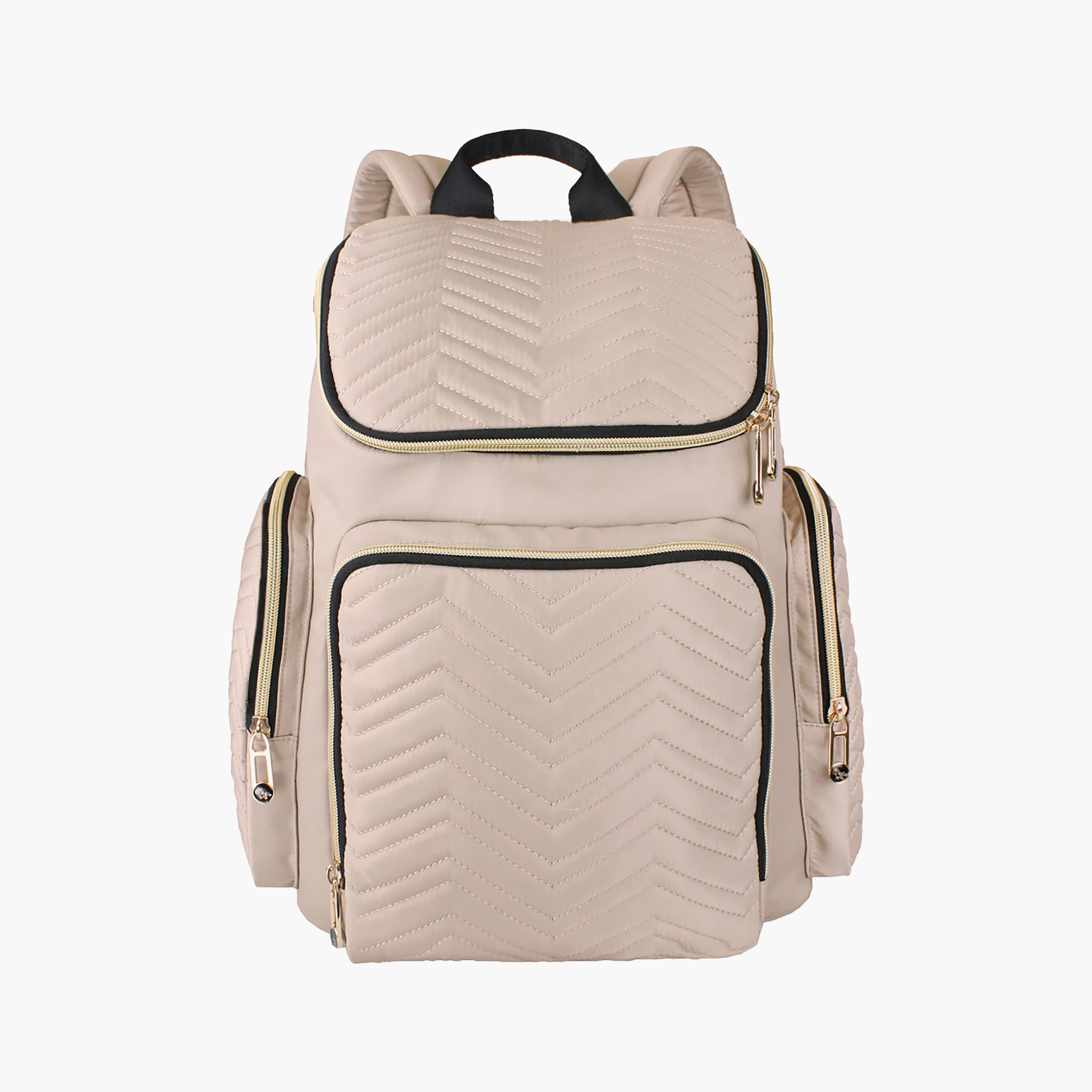 Little Story Georgia Diaper Bag With Changing Pad & Stroller Hooks, Ivory-baby-diapering-diaperbags-image-3