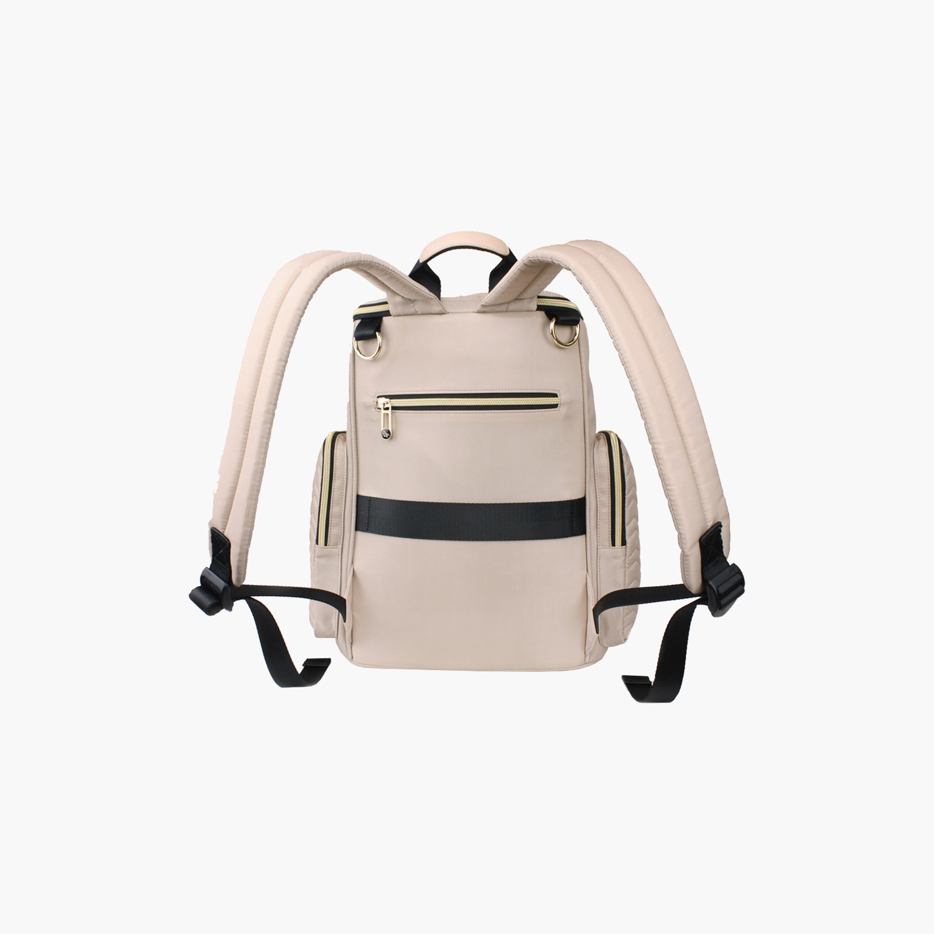 Little Story Georgia Diaper Bag With Changing Pad & Stroller Hooks, Ivory-baby-diapering-diaperbags-image-4