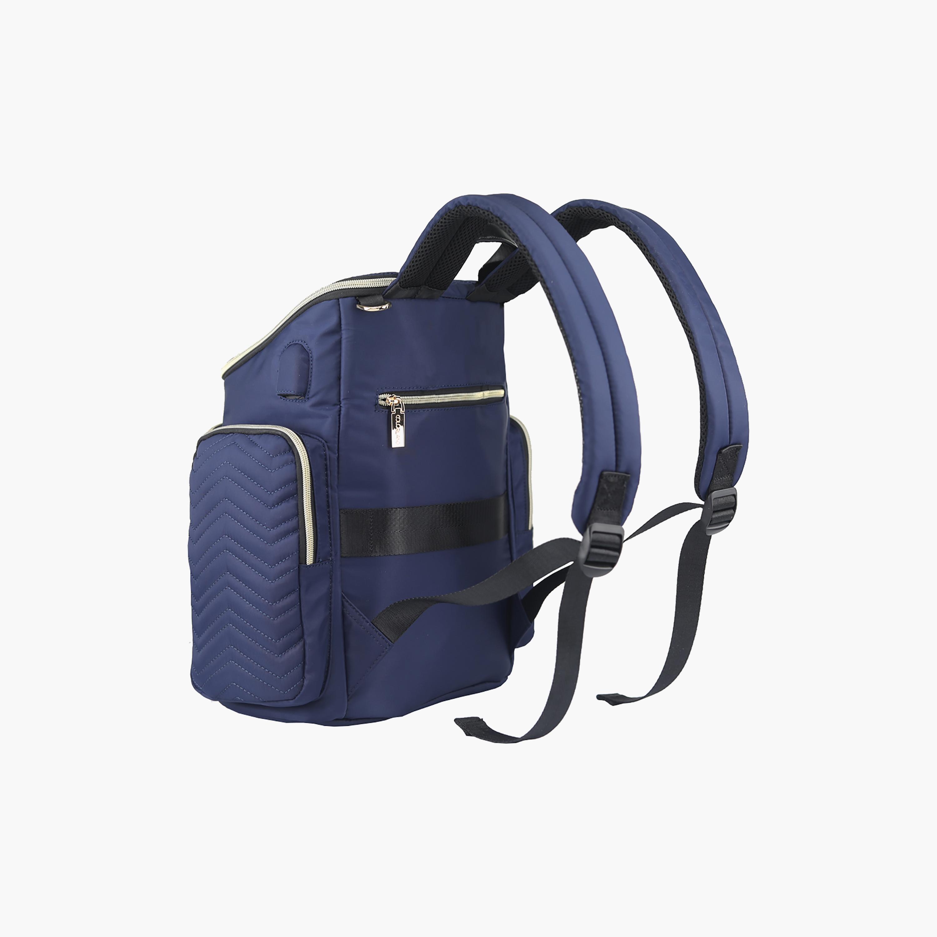Little Story Georgia Diaper Bag With Changing Pad & Stroller Hooks, Navy Blue-baby-gear-diaperbags-image-3